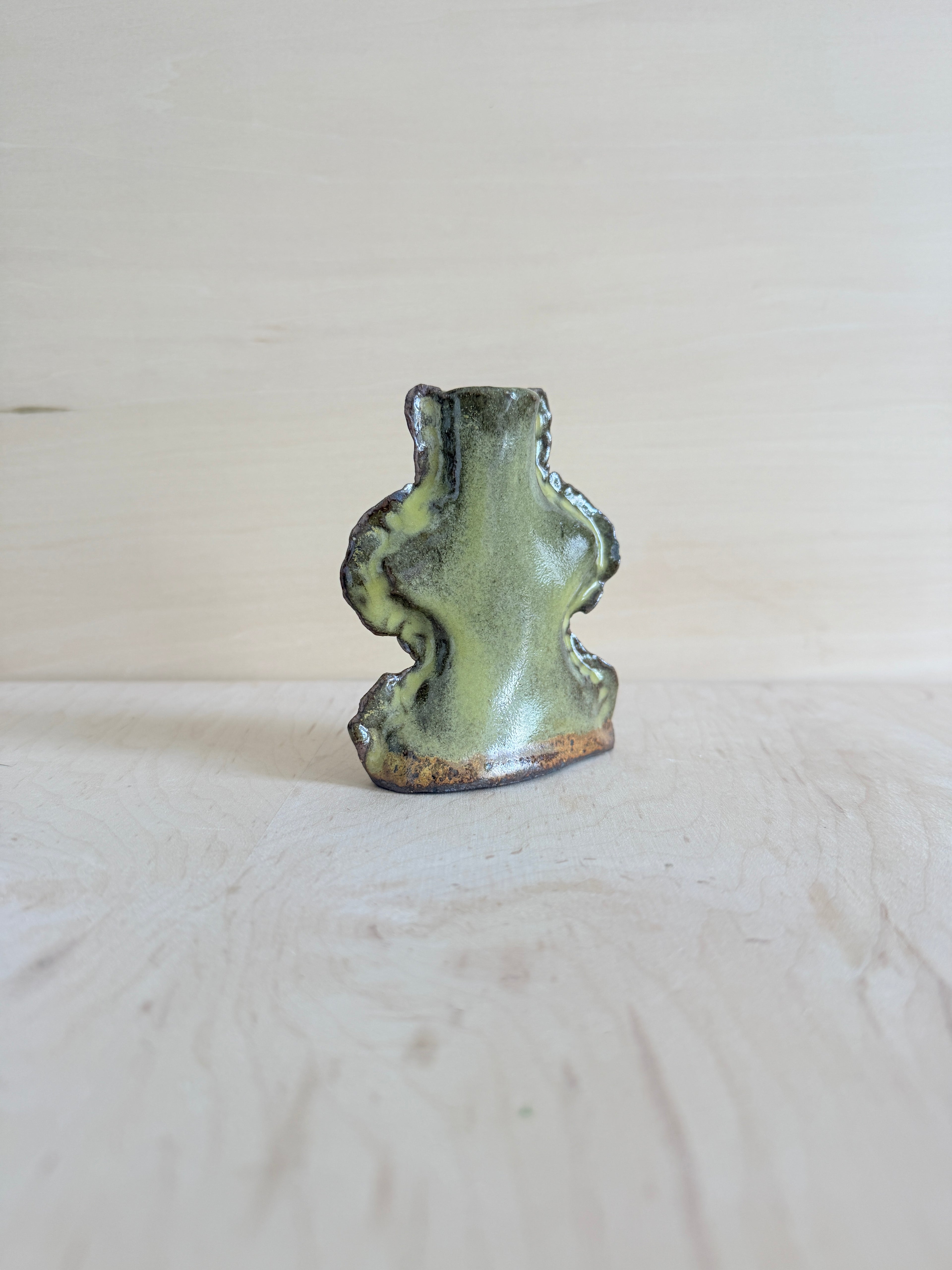 Wavy Body Ceramic Vessel — Handbuilt Stoneware, Lavender,Blue & Pink or Lime