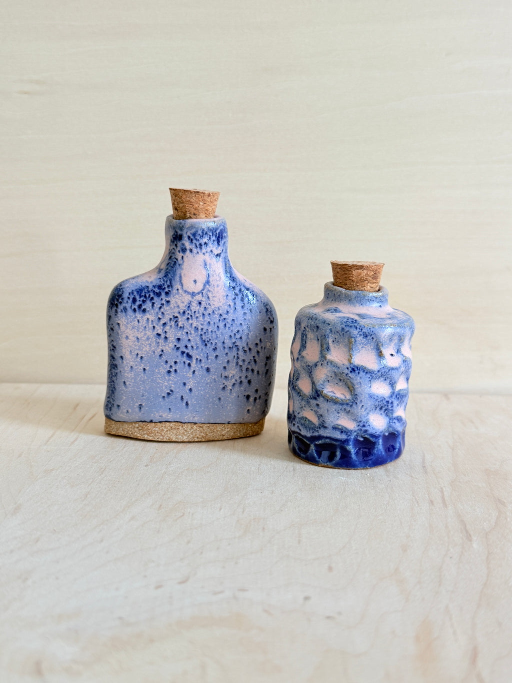 Pink & Blue Ceramic Potion Vessel — Handbuilt Stoneware, Two Sizes