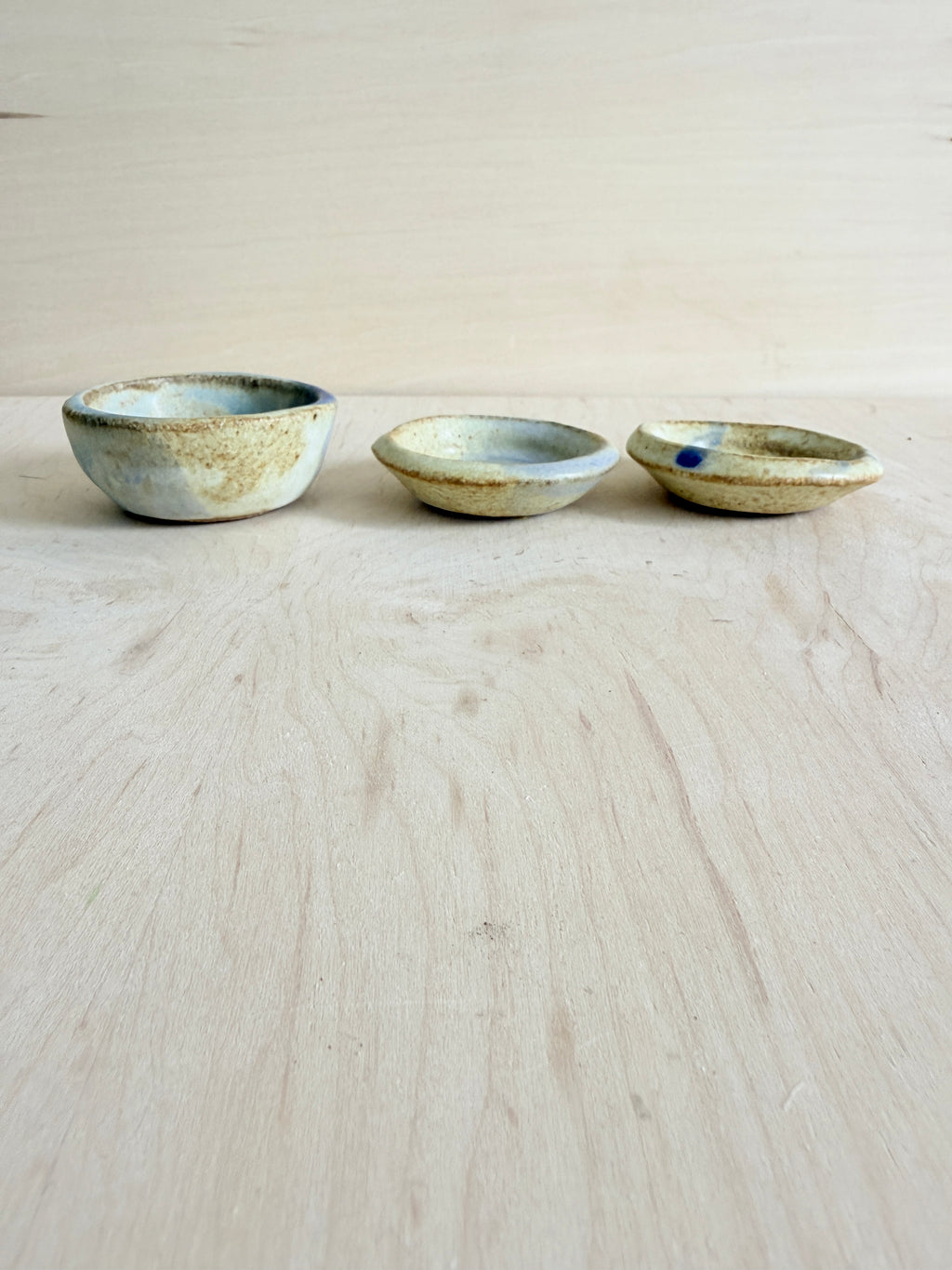 Cream & Blue Ceramic Mini Trinket Dish — Handbuilt Stoneware, Three Patterns