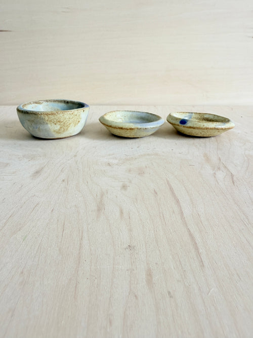 Cream & Blue Ceramic Mini Trinket Dish — Handbuilt Stoneware, Three Patterns
