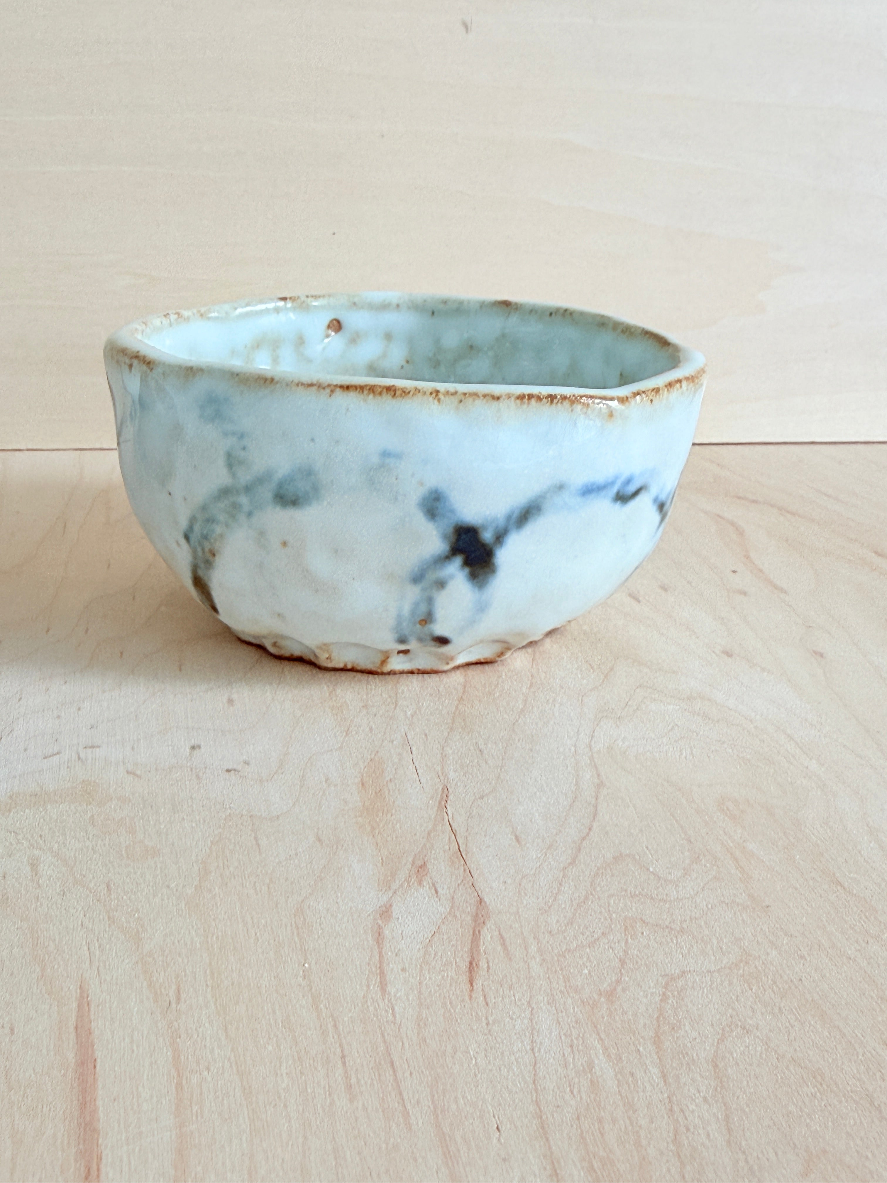 White & Black Ink Ceramic Latte Cup — Handbuilt Stoneware, Two Styles