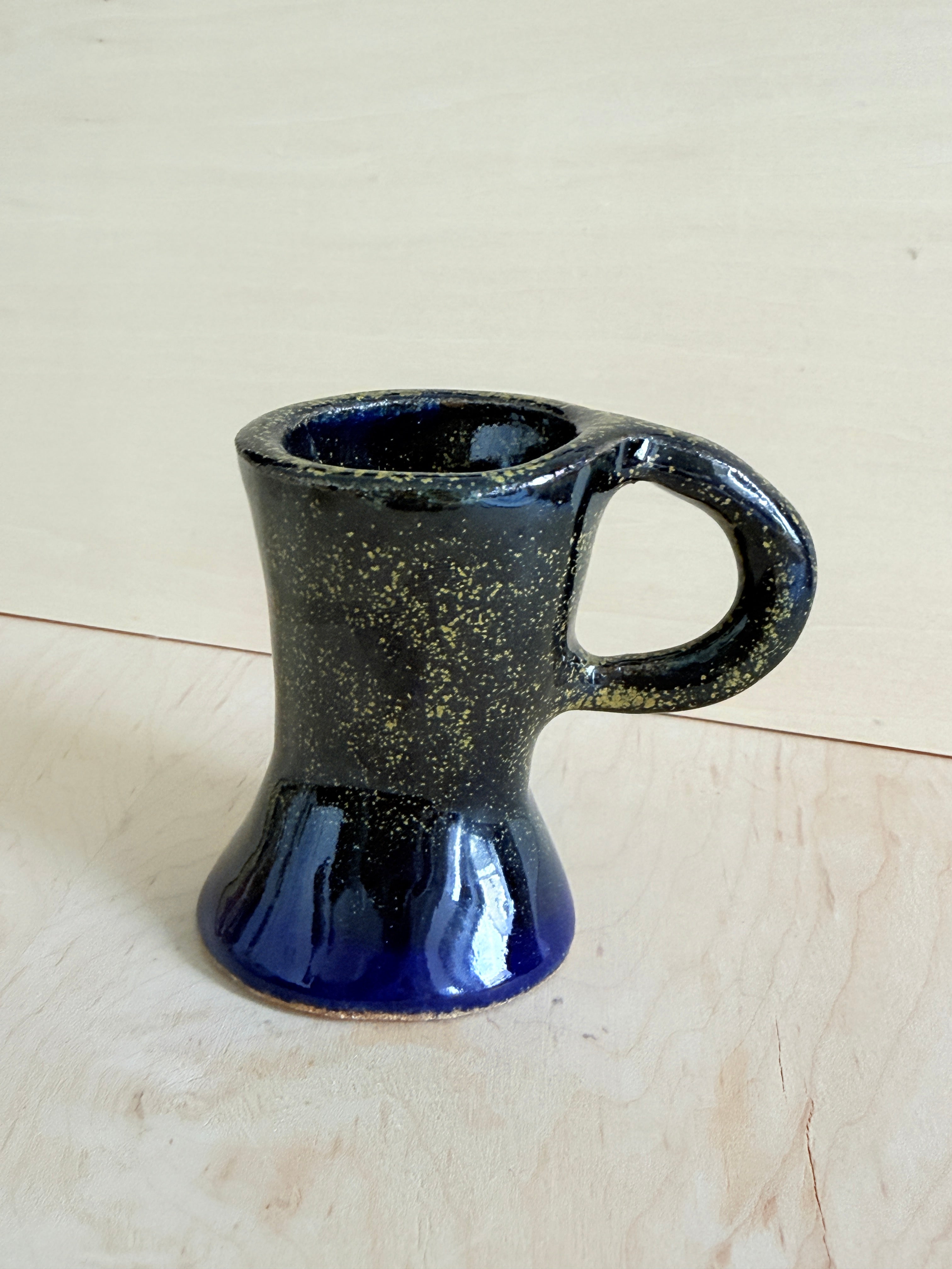 Galaxy Glaze Ceramic Espresso Cup — Handbuilt Stoneware with Handle, 7.3 oz