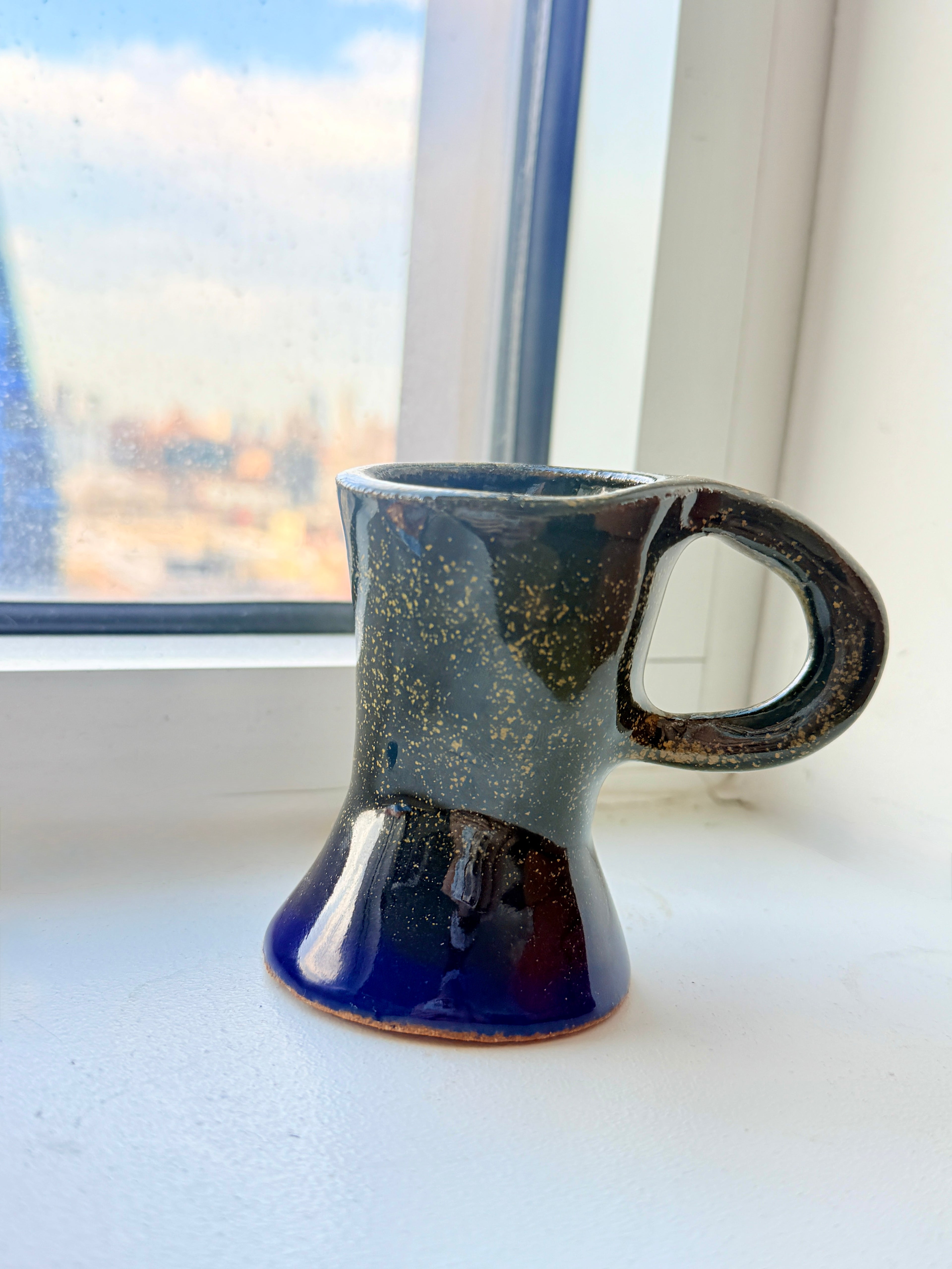Galaxy Glaze Ceramic Espresso Cup — Handbuilt Stoneware with Handle, 7.3 oz