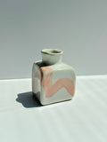 Small Square Porcelain Vase | Pink and White Bud Vase | Handmade Ceramic Vase
