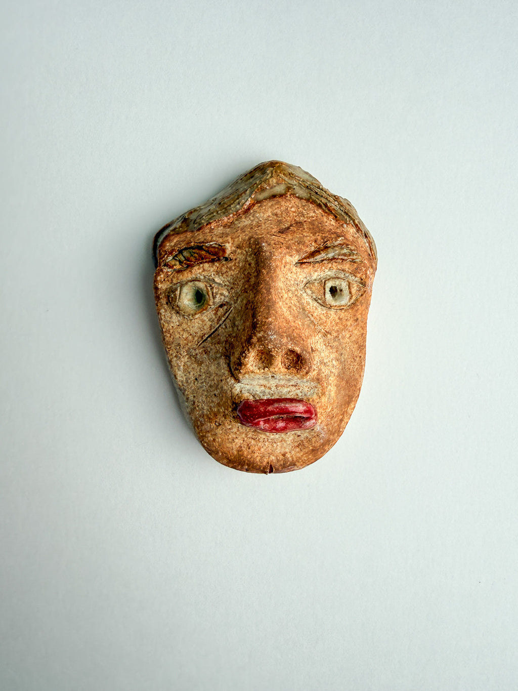 Ceramic Wall hanging quirky wall art of man with red lips
