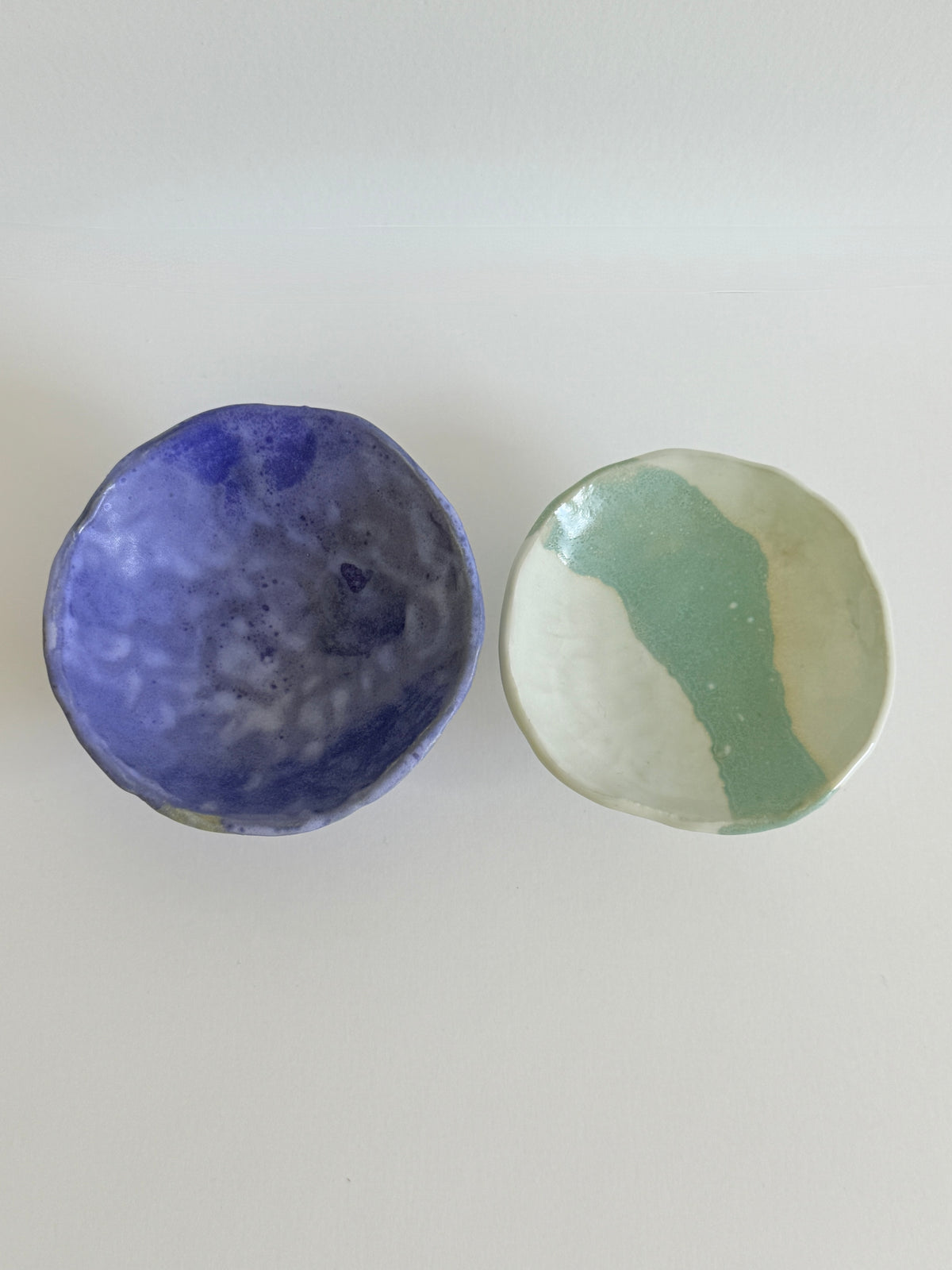 Handbuilt Elevated Trinket Tray in Purple or White and Blue
