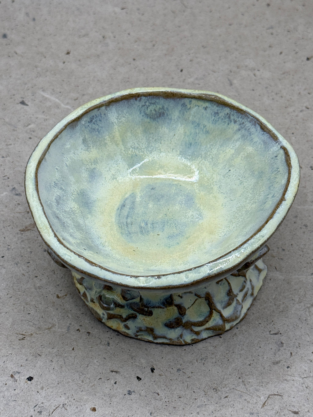 Handmade Yellow Ceramic Textured Bowl with Nubs