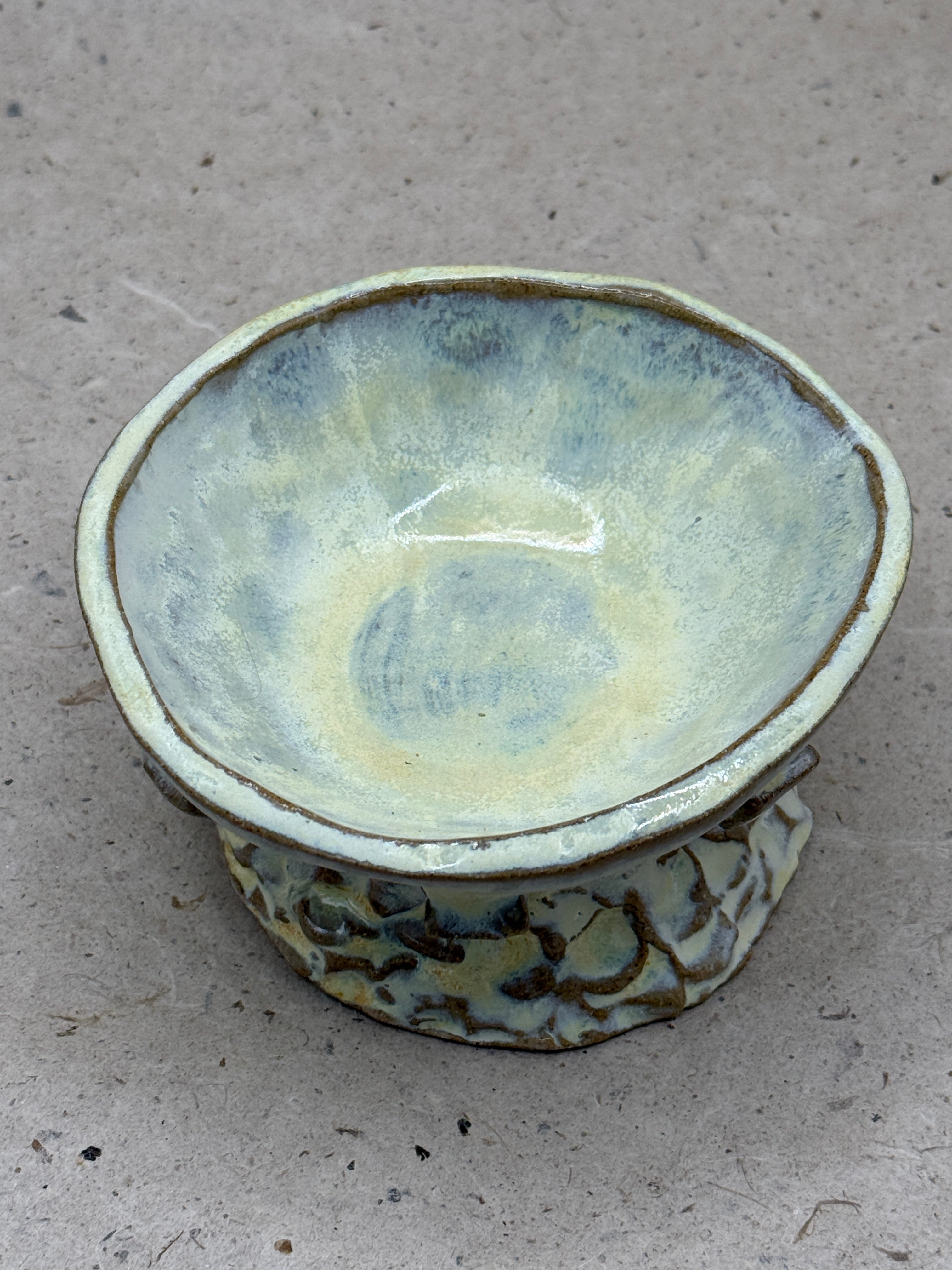 Handmade Yellow Ceramic Textured Bowl with Nubs