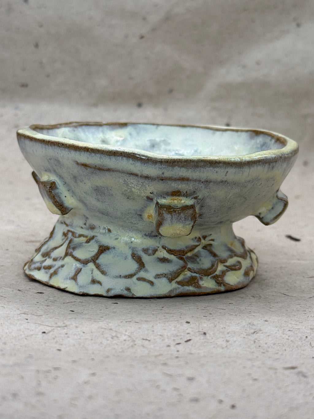 Handmade Yellow Ceramic Textured Bowl with Nubs