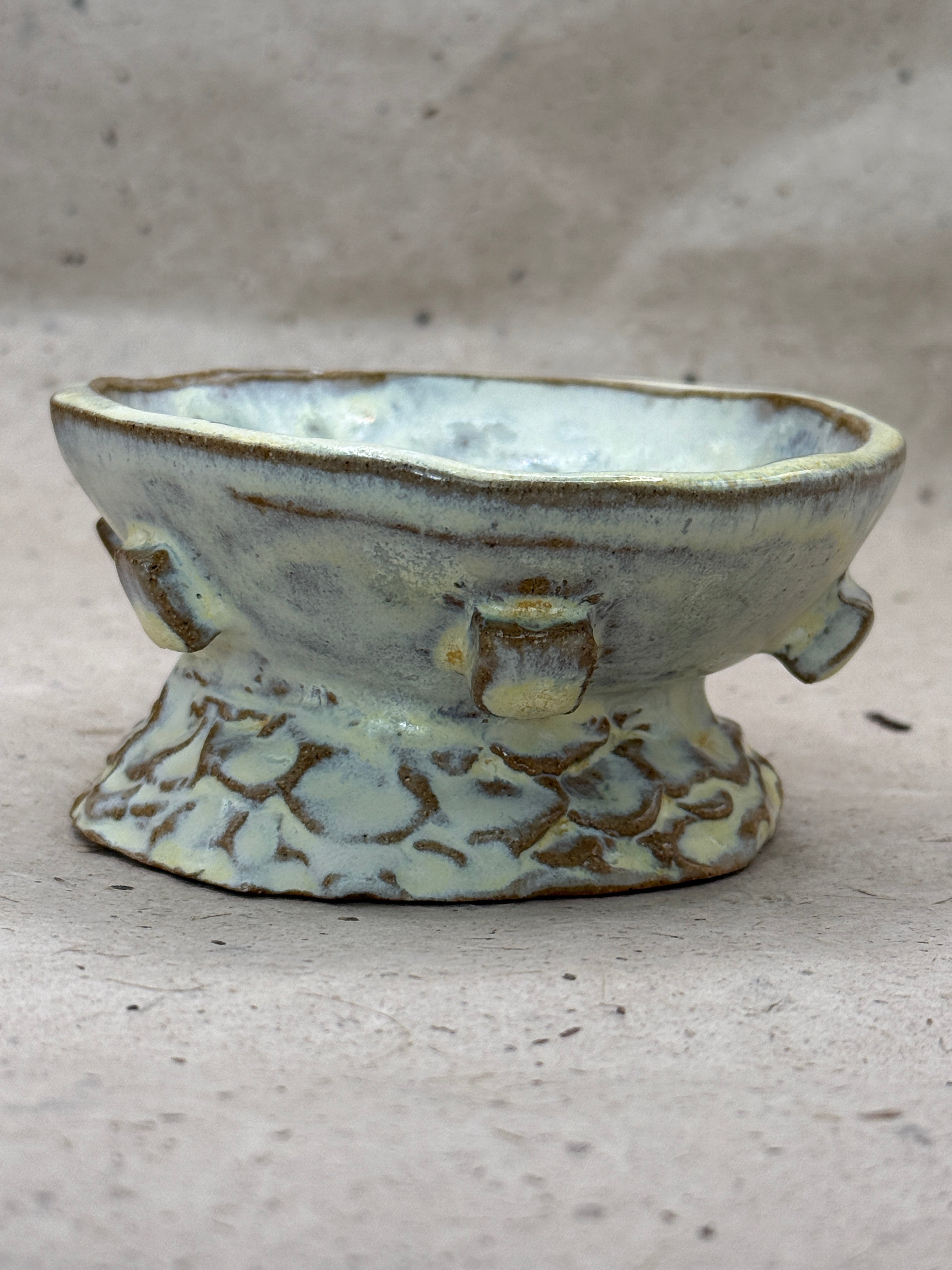 Handmade Yellow Ceramic Textured Bowl with Nubs