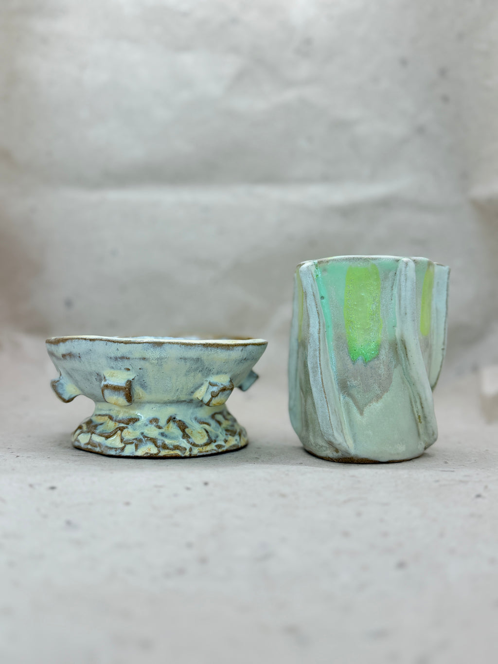 Handmade Yellow Ceramic Textured Bowl with Nubs