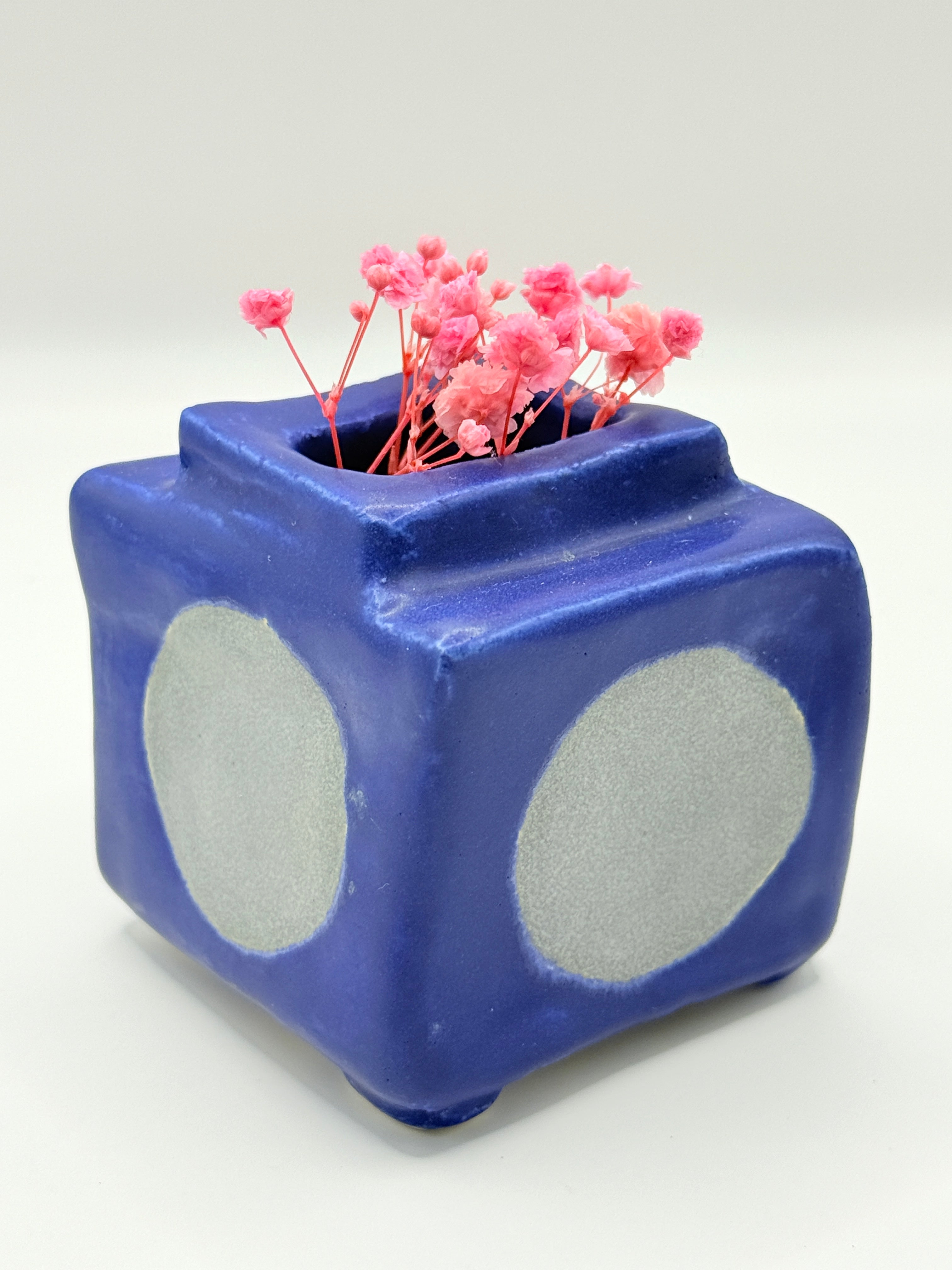Mini Ceramic Indigo Square Vase
