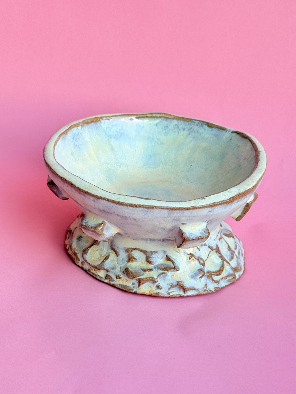 Handmade Yellow Ceramic Textured Bowl with Nubs