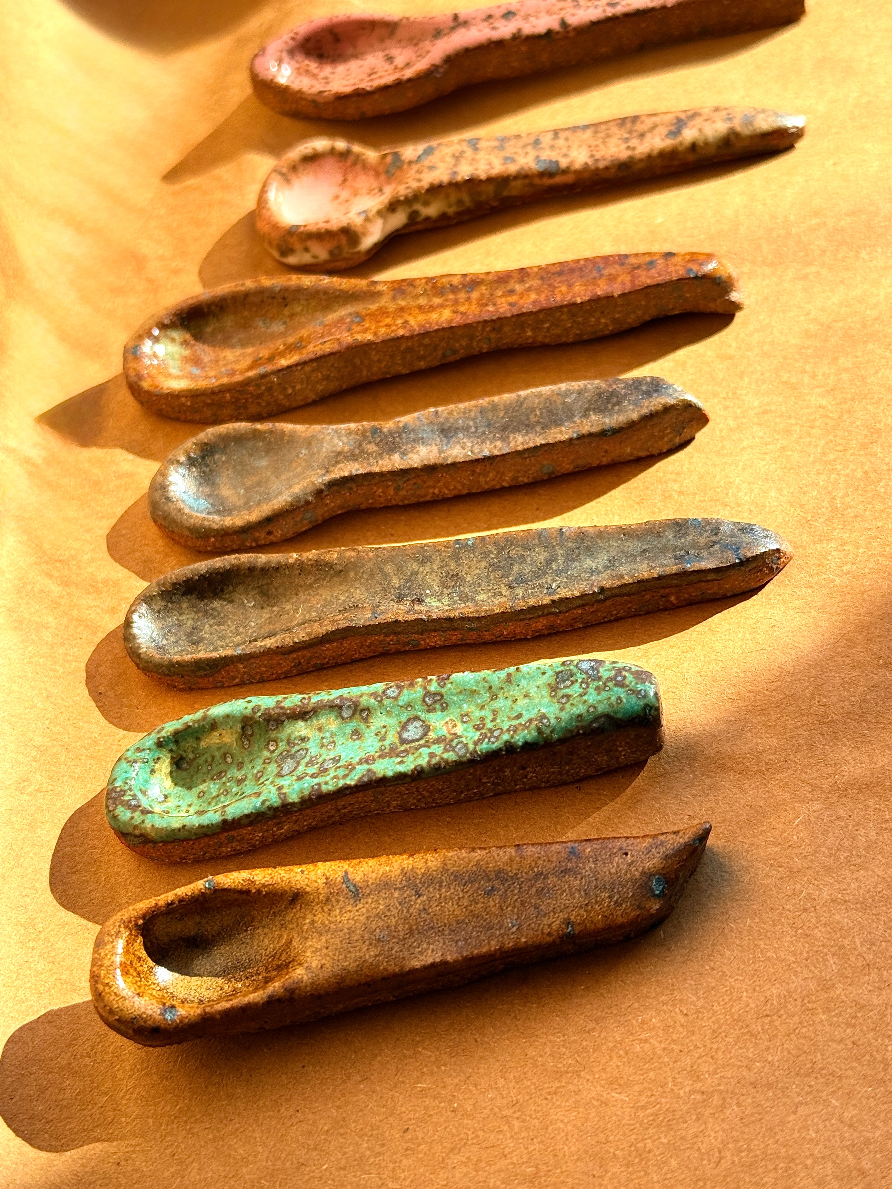 Handmade Ceramic "Salty" Spoon – Speckled Stoneware Mini Scoop | Bunzy