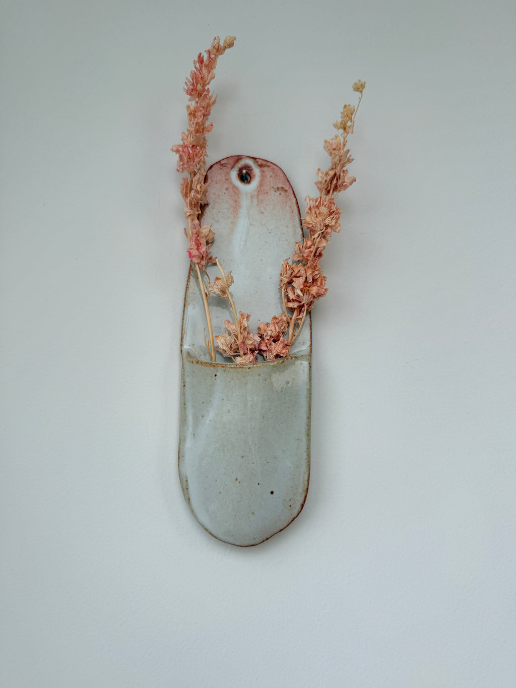 Handbuilt Ceramic Wall Pocket Vase for Dried Flowers
