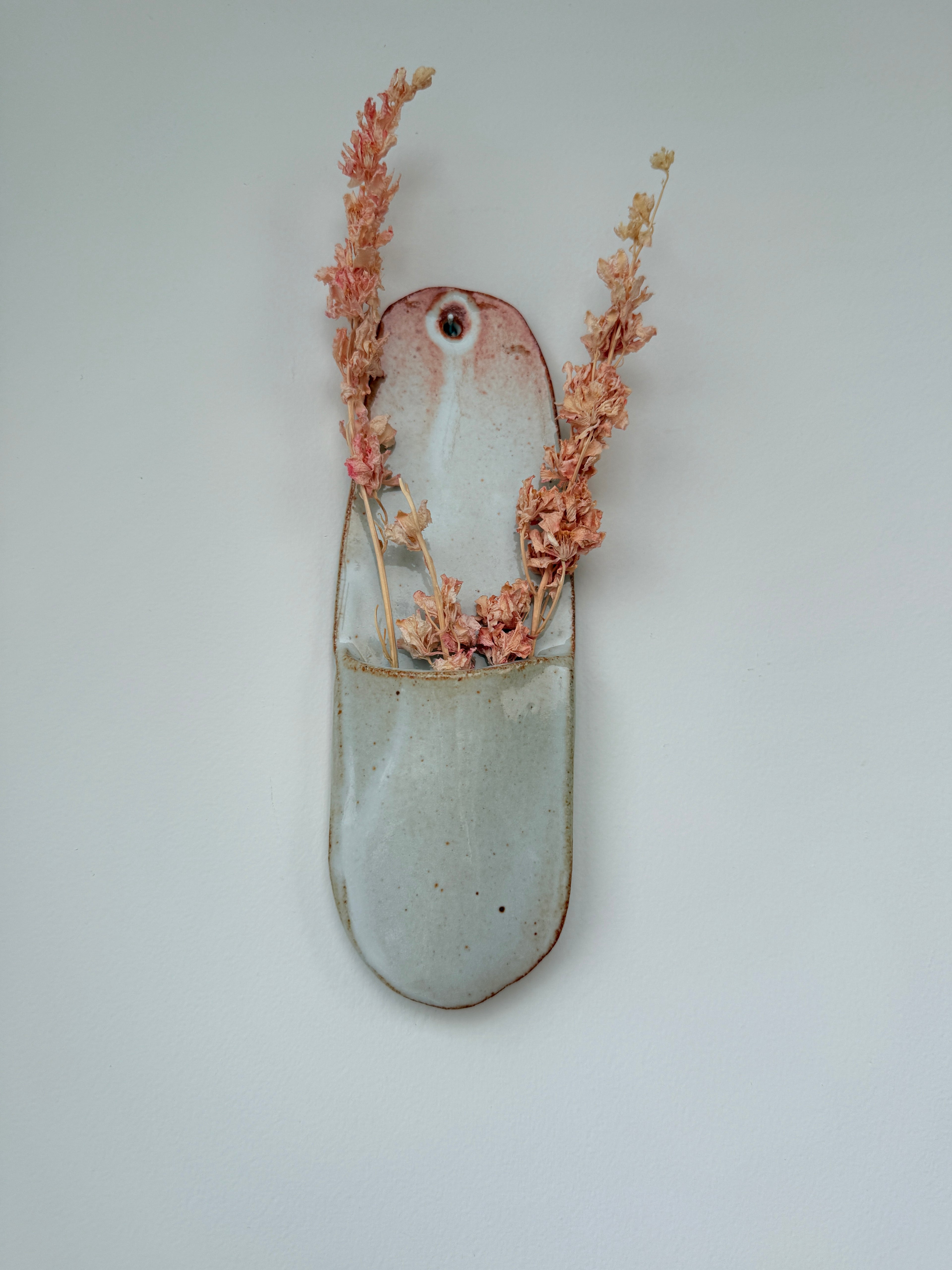 Handbuilt Ceramic Wall Pocket Vase for Dried Flowers