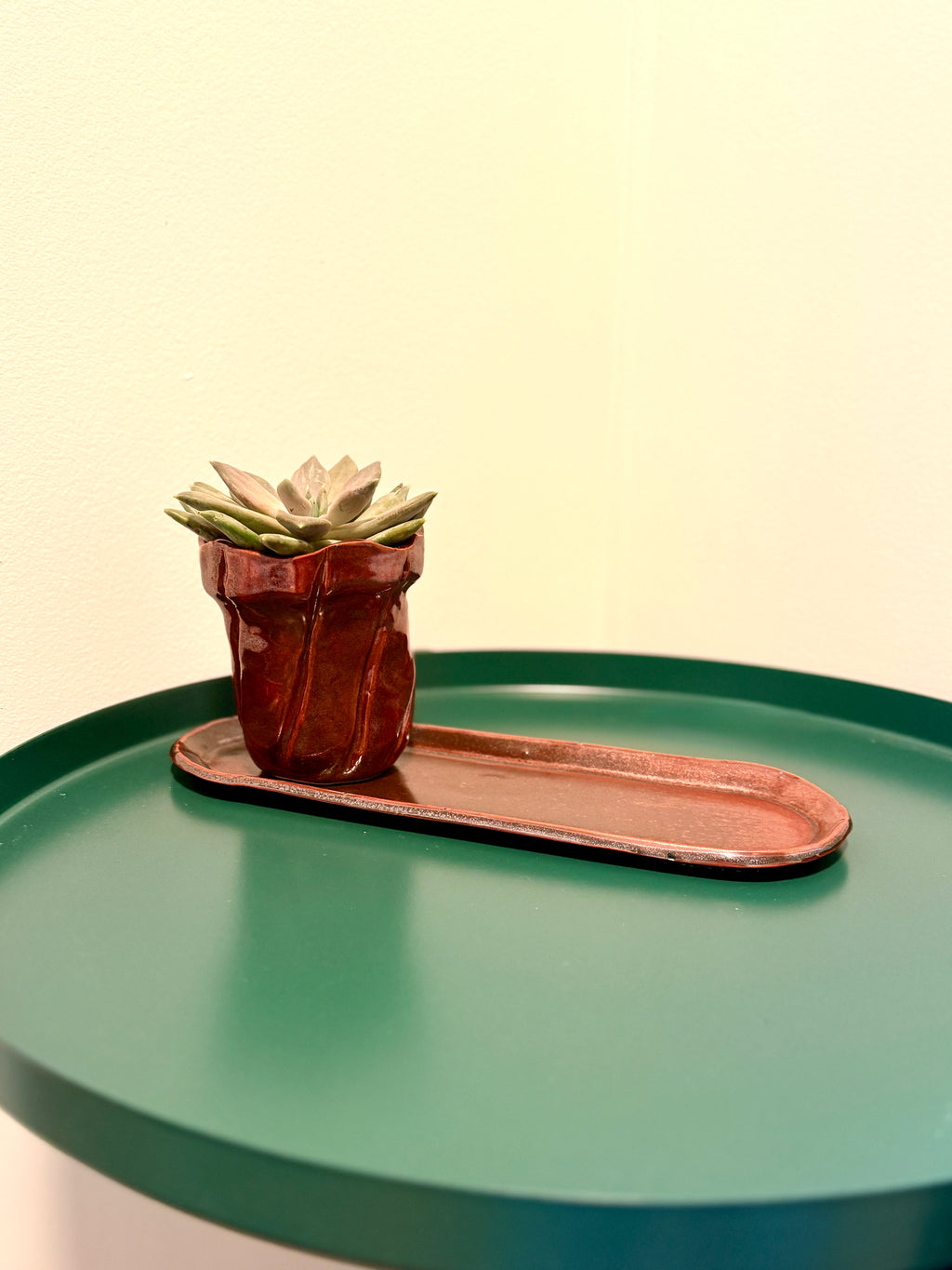 Metallic Ceramic Oval Tray — Handbuilt Stoneware Catch-All