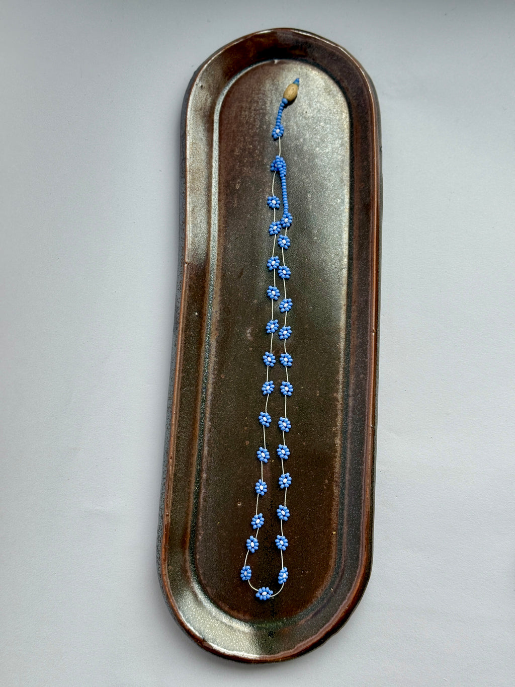 Metallic Ceramic Oval Tray — Handbuilt Stoneware Catch-All
