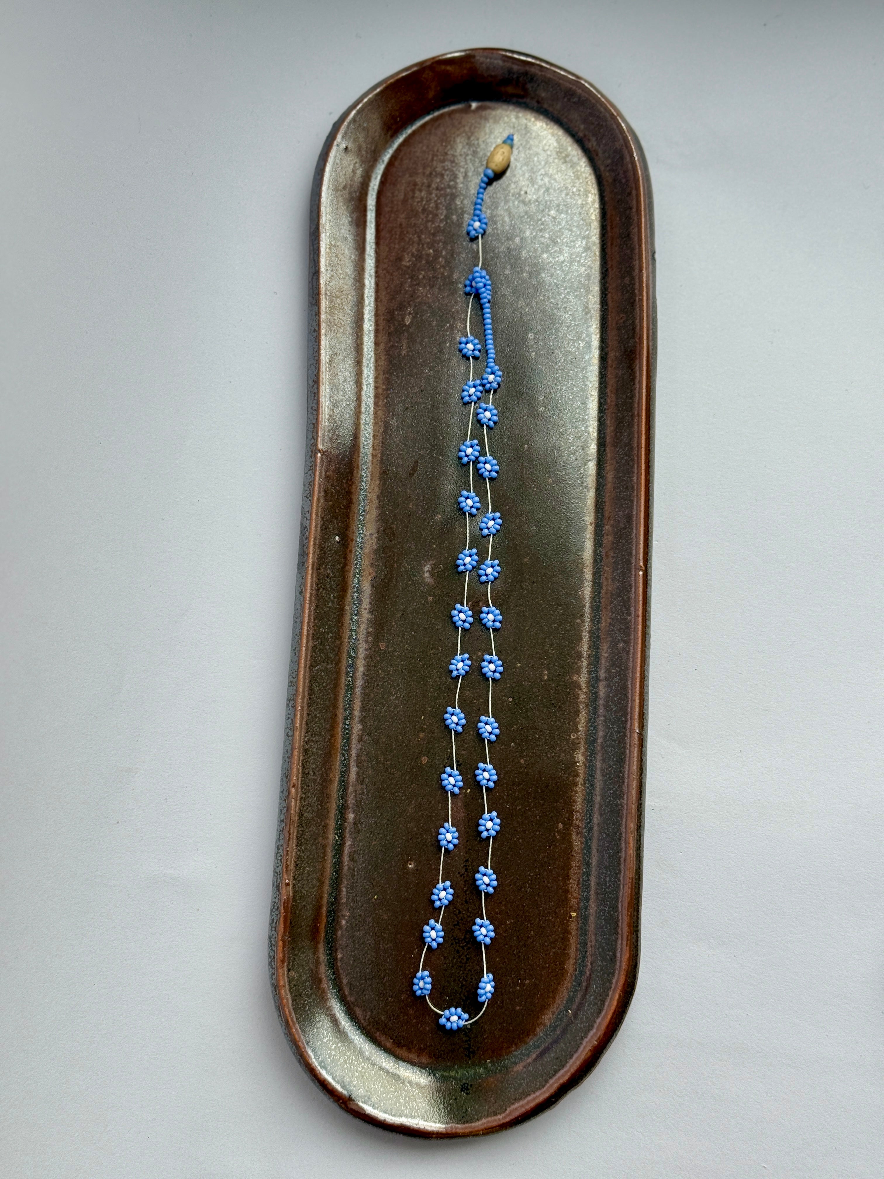 Metallic Ceramic Oval Tray — Handbuilt Stoneware Catch-All