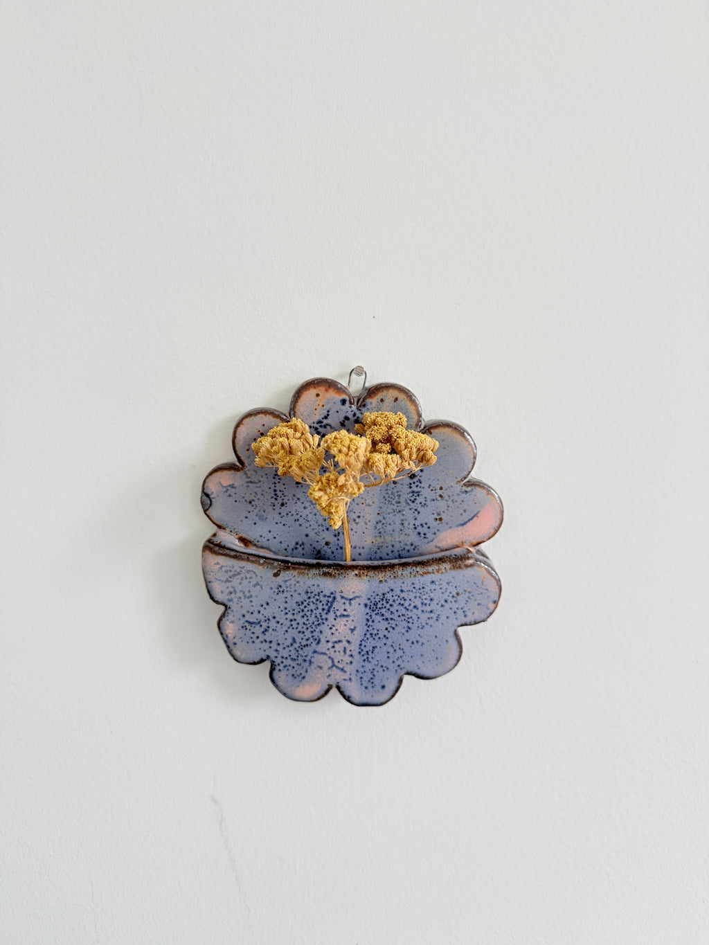 Handmade Blue and Pink Ceramic Wall Pocket | Organic Hanging Planter | Funky Art
