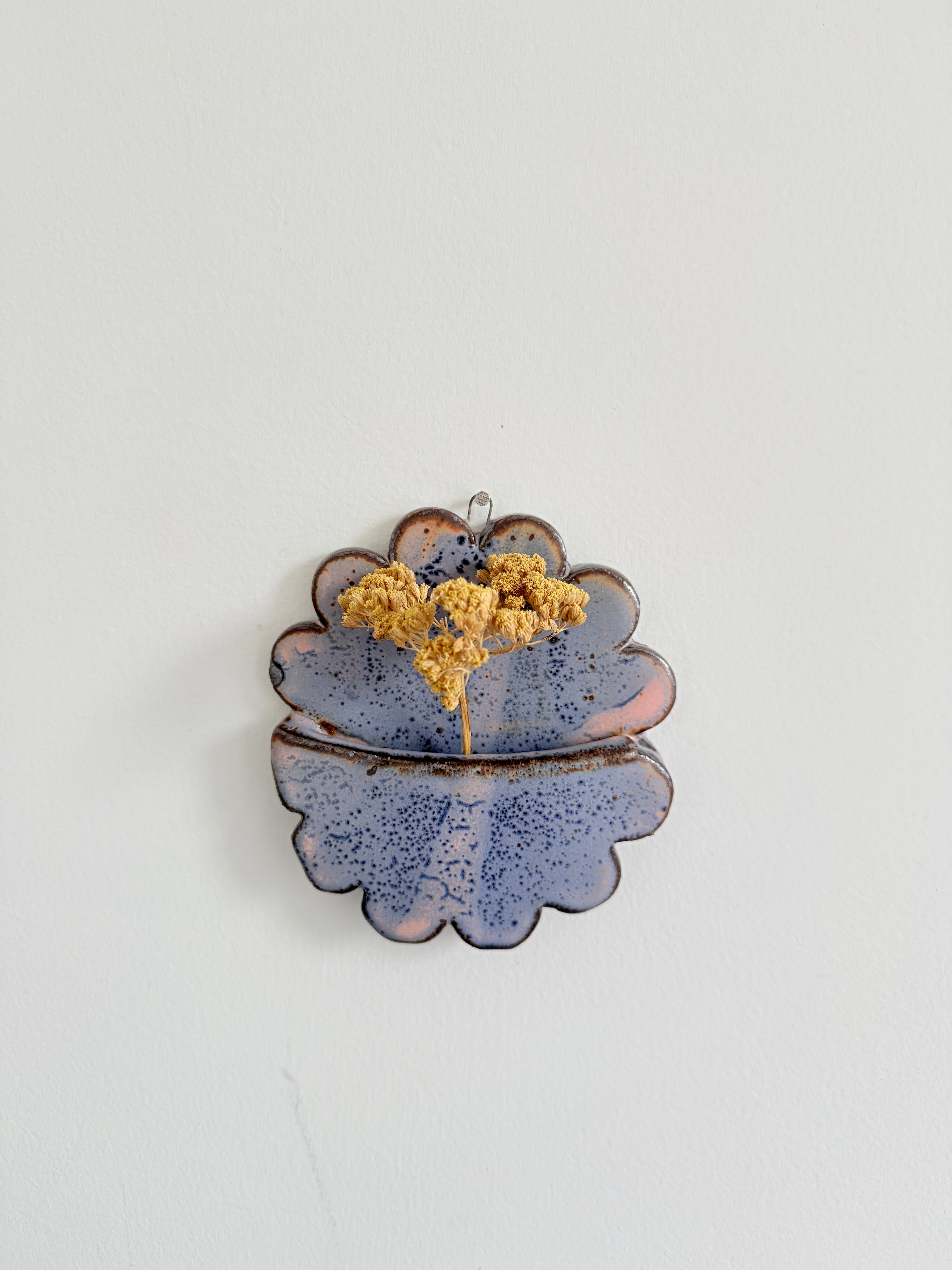 Handmade Blue and Pink Ceramic Wall Pocket | Organic Hanging Planter | Funky Art