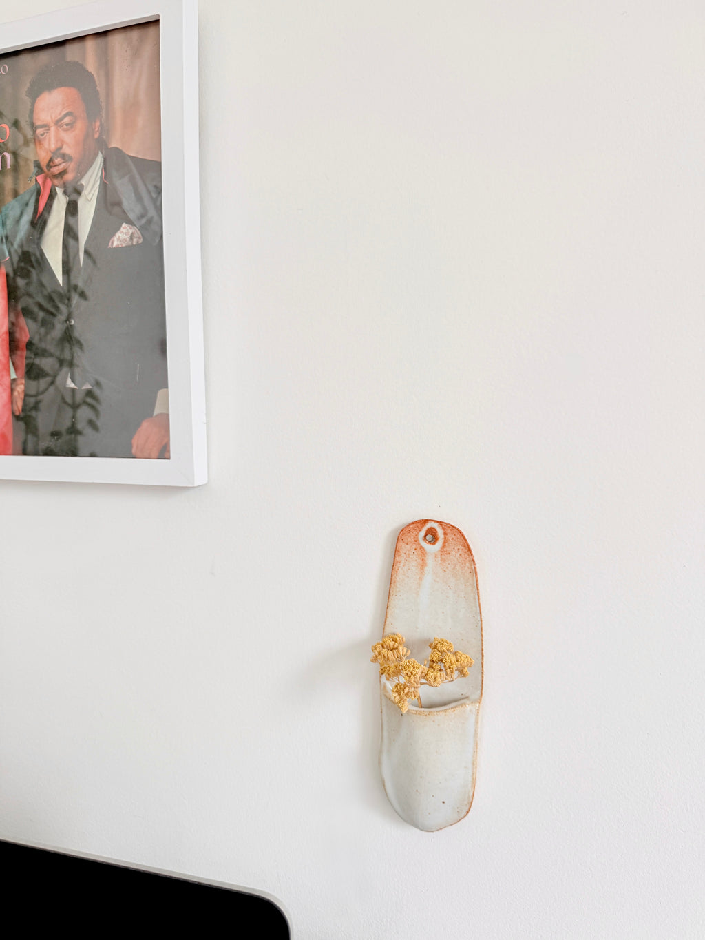 Handbuilt Ceramic Wall Pocket Vase for Dried Flowers