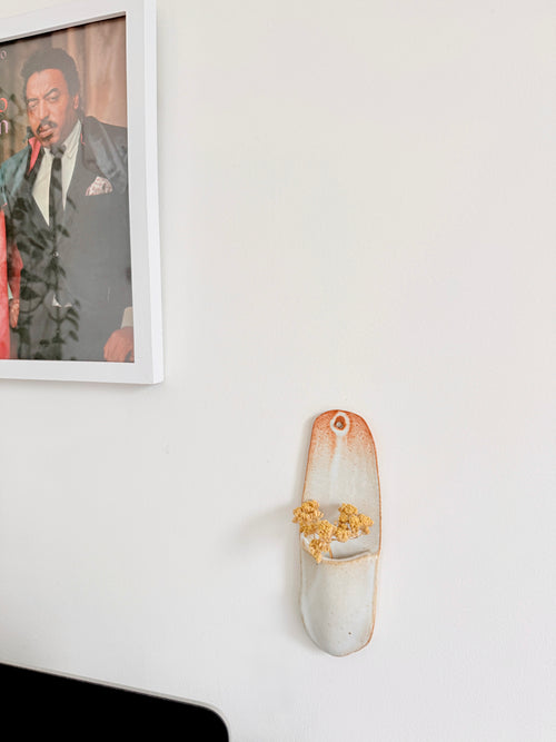 Handbuilt Ceramic Wall Pocket Vase for Dried Flowers