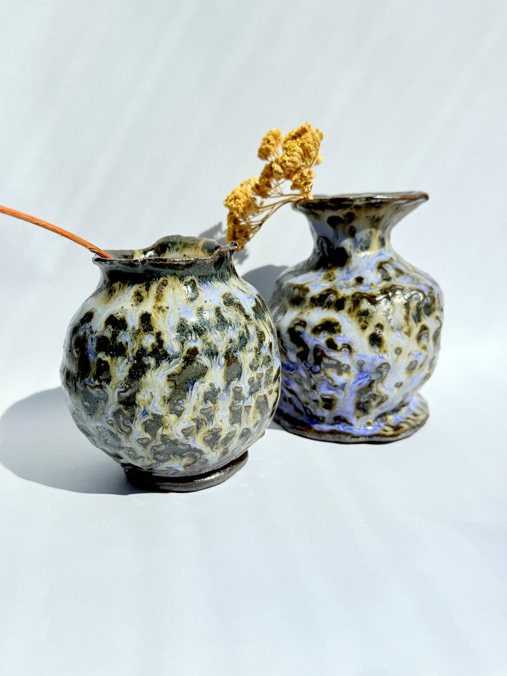Purple & Brown Lava Glaze Ceramic Vase — Handbuilt Stoneware, Two Forms