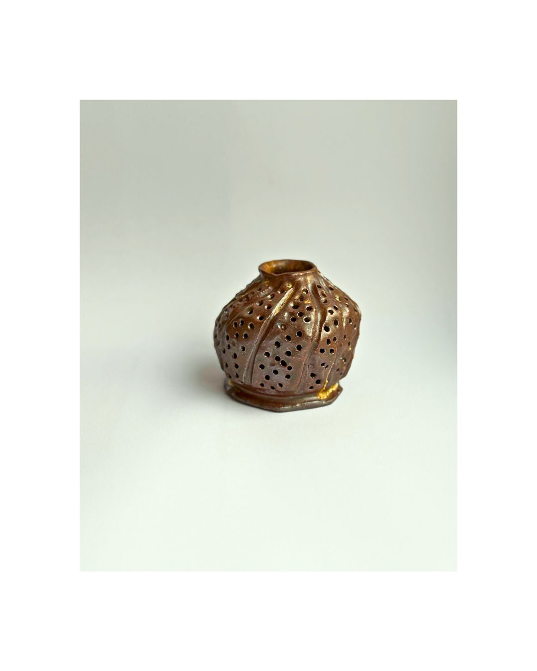 Handmade Ceramic Bud Vase – Small Stoneware Vase with Pierced Texture