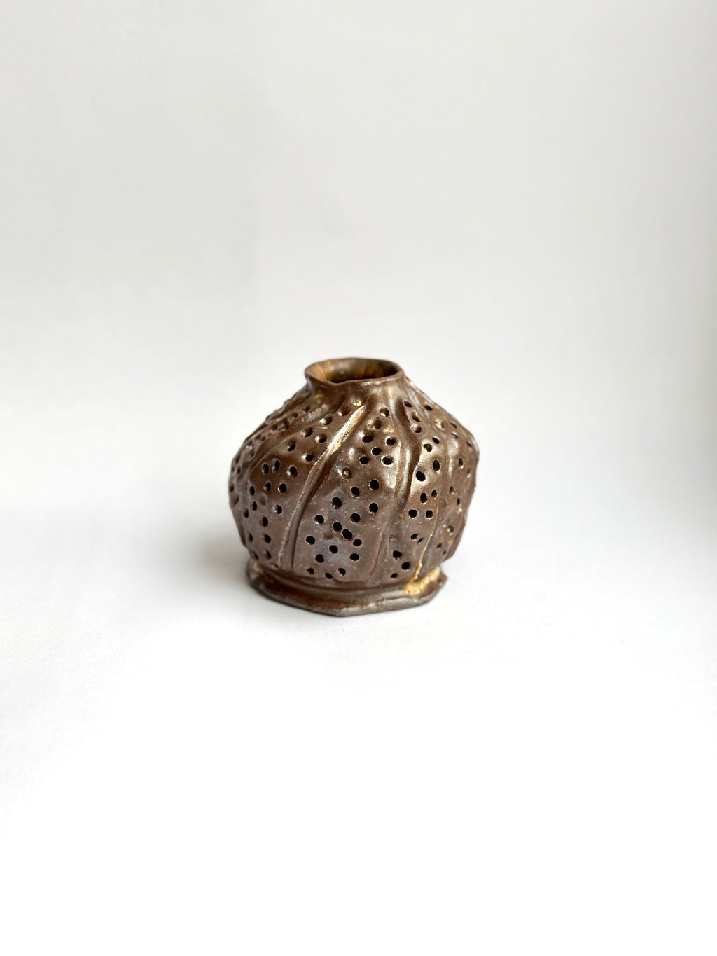 Handmade Ceramic Bud Vase – Small Stoneware Vase with Pierced Texture