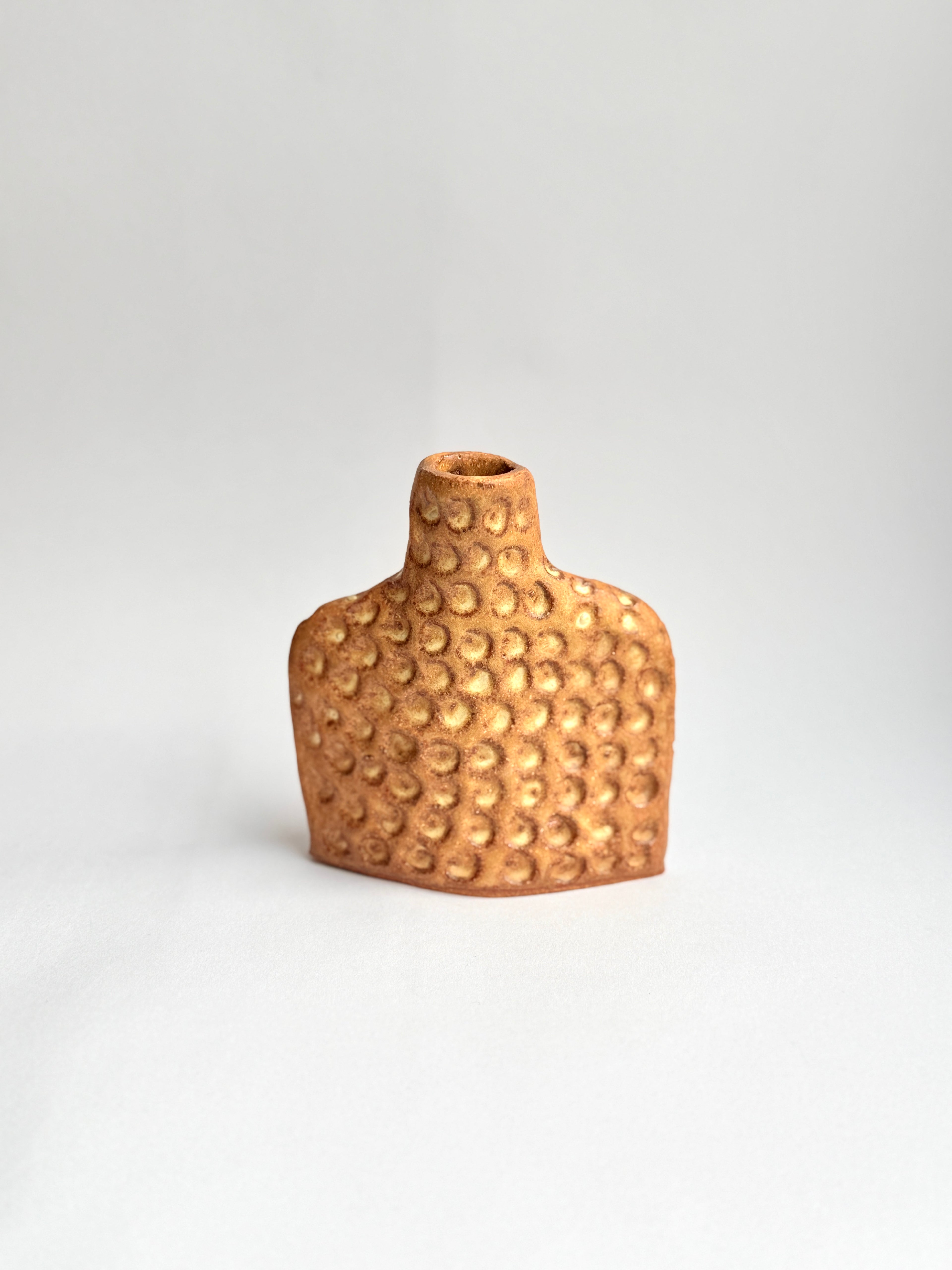 Handmade Ceramic Bud Vase – Textured Stoneware Bun Bun Vase with Dimples