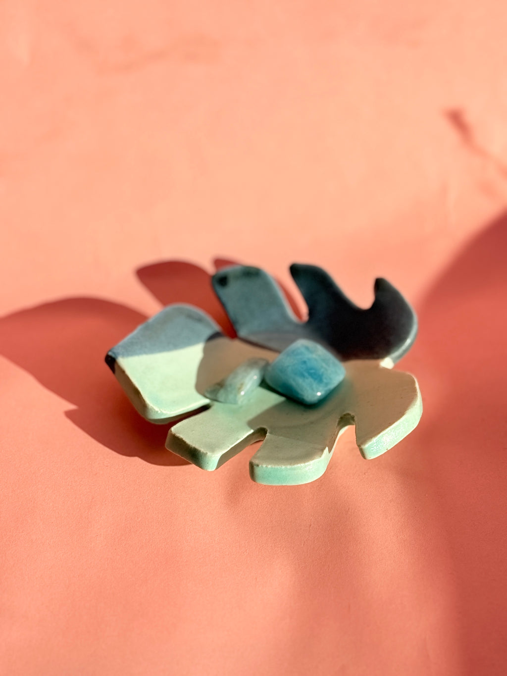 Small ceramic jewelry dish with modern organic shape