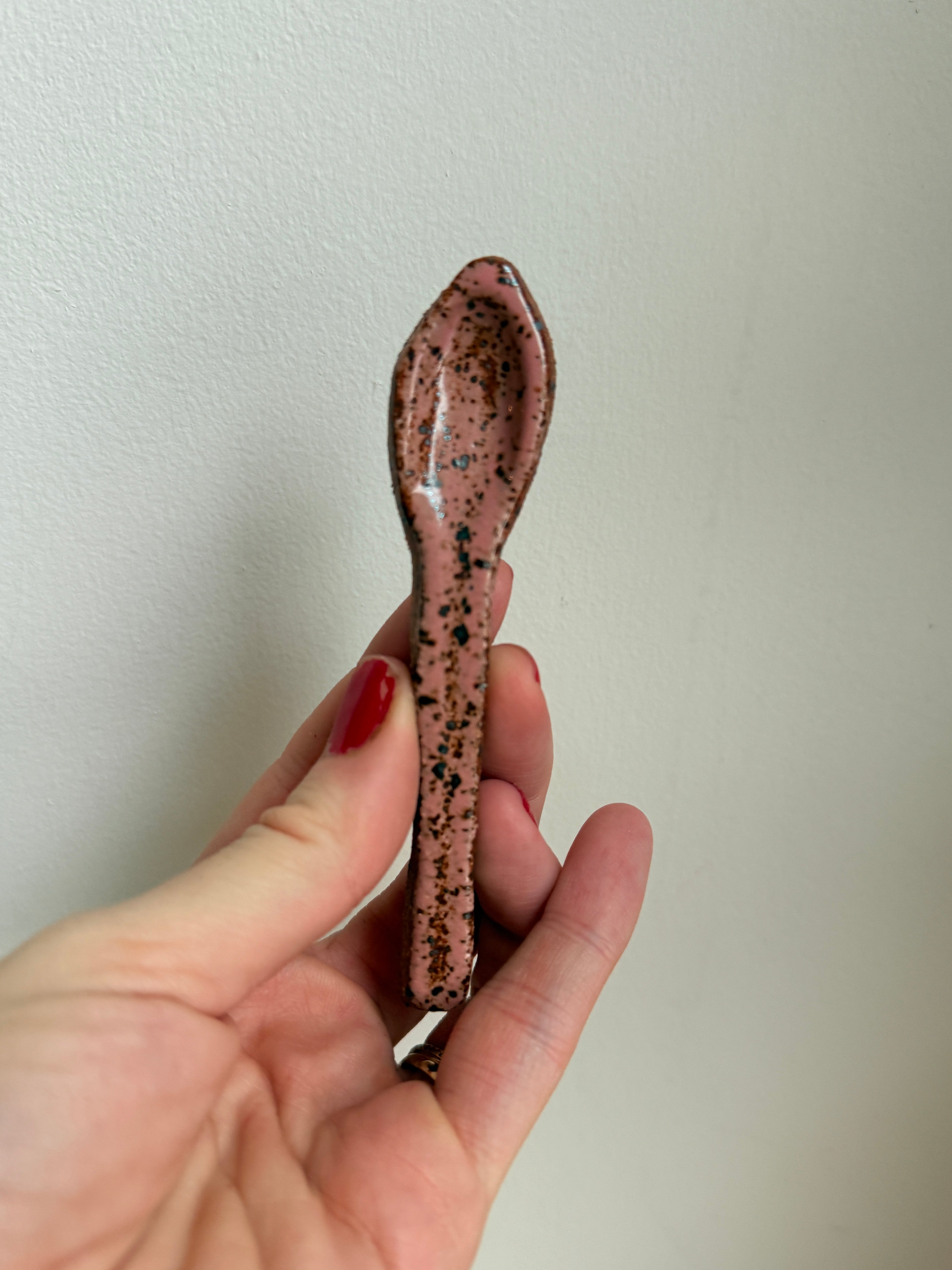 Handmade Ceramic "Salty" Spoon – Speckled Stoneware Mini Scoop | Bunzy