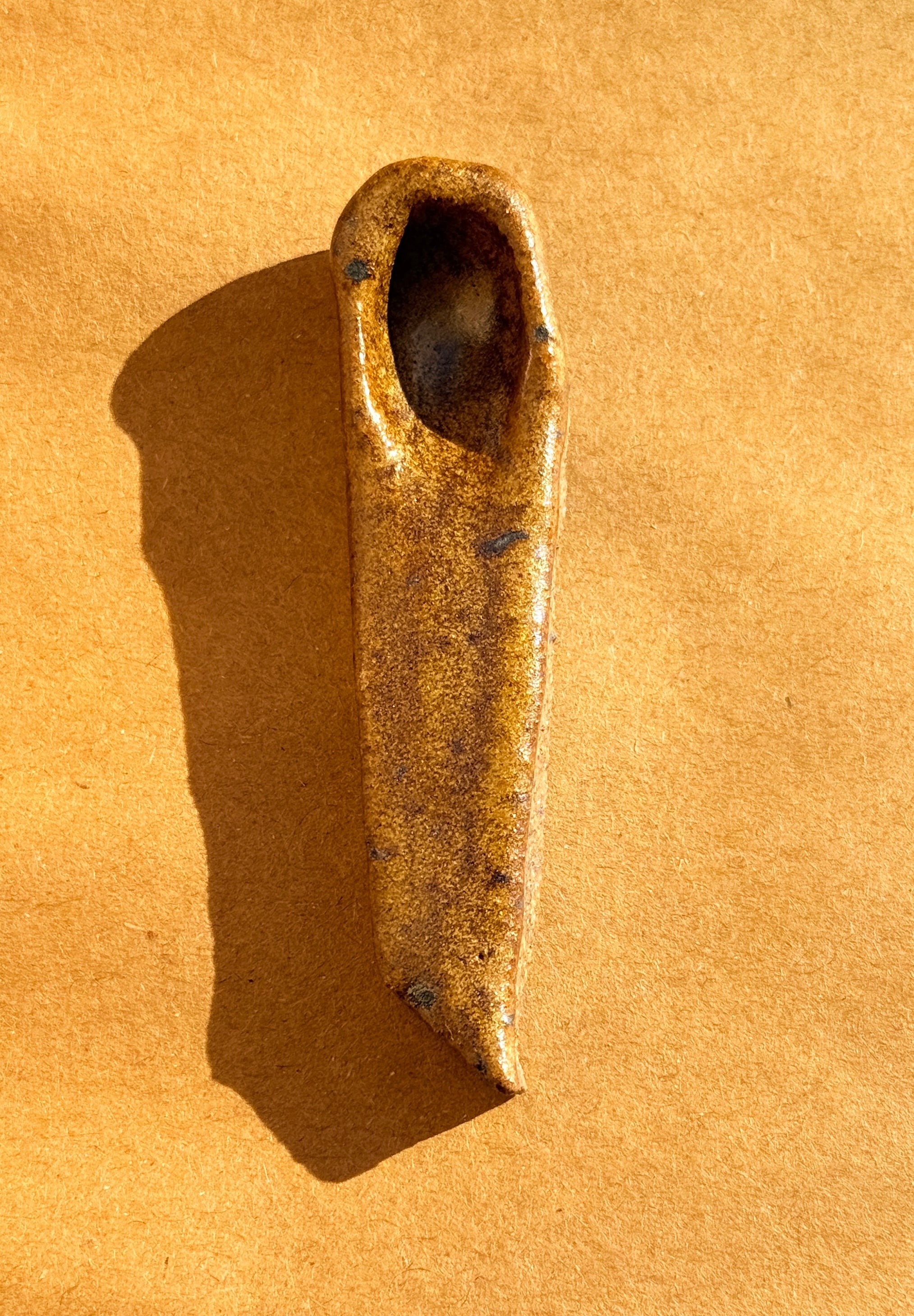 Handmade Ceramic "Salty" Spoon – Speckled Stoneware Mini Scoop | Bunzy