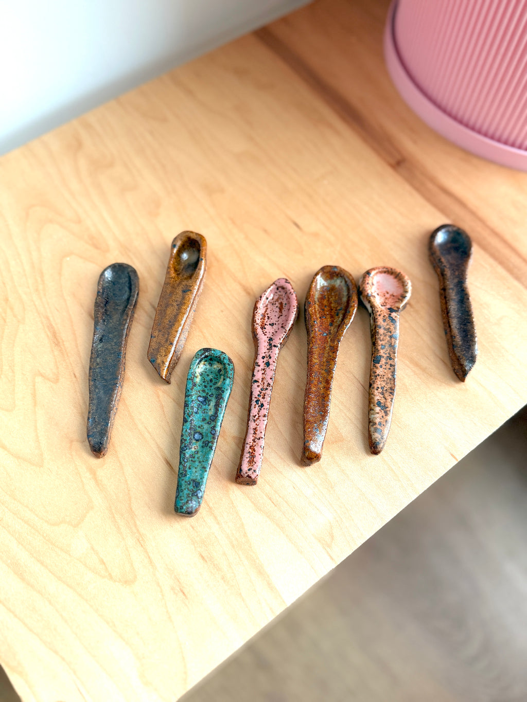 Handmade Ceramic "Salty" Spoon – Speckled Stoneware Mini Scoop | Bunzy