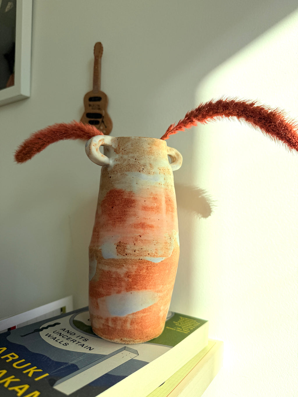 Bunzy Handmade Neutral Ceramic Vase with Loop Handles