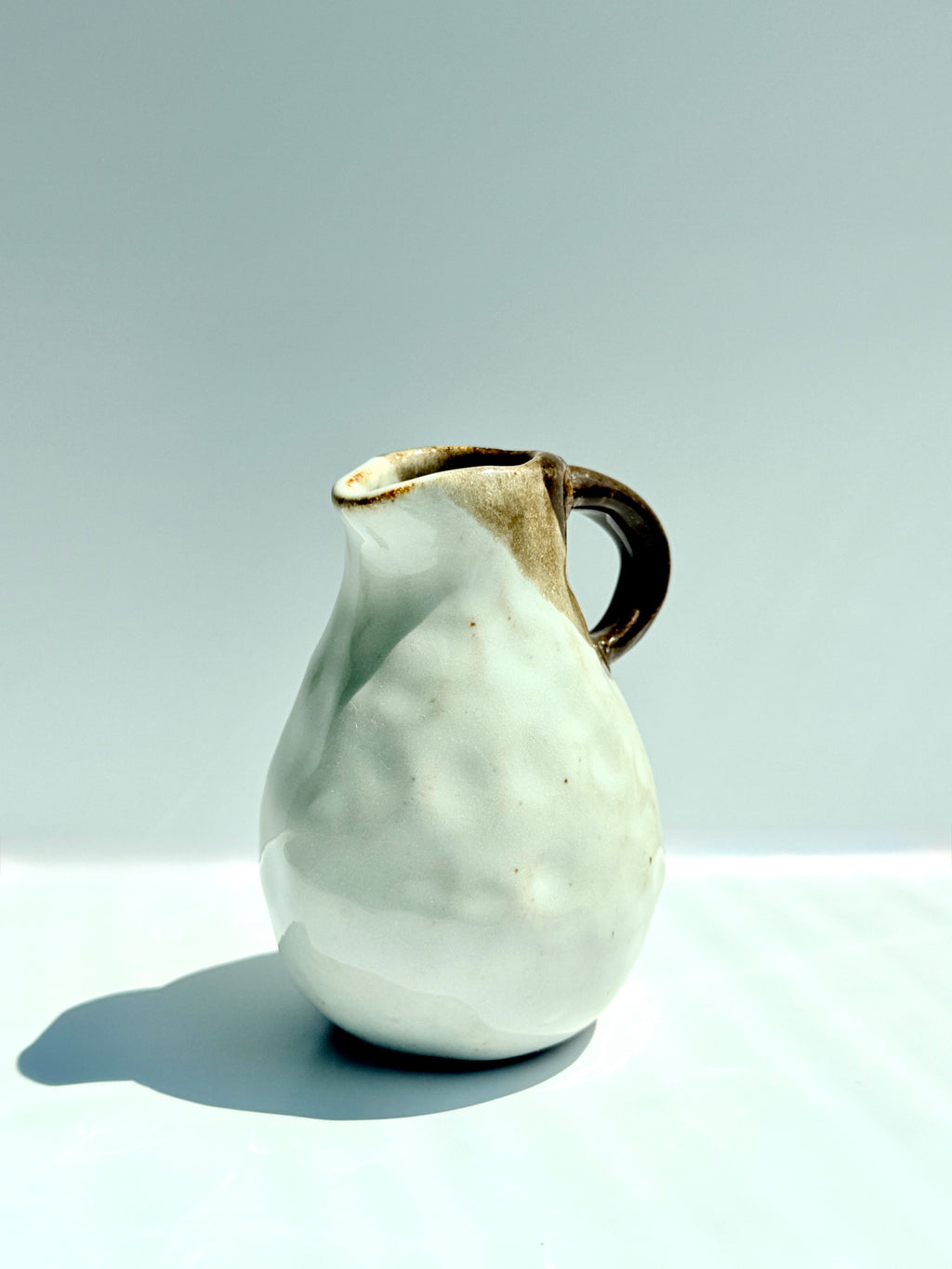 Handmade Stoneware Creamer | Brown Drip Glaze Milk Pitcher | Small Ceramic Creamer)