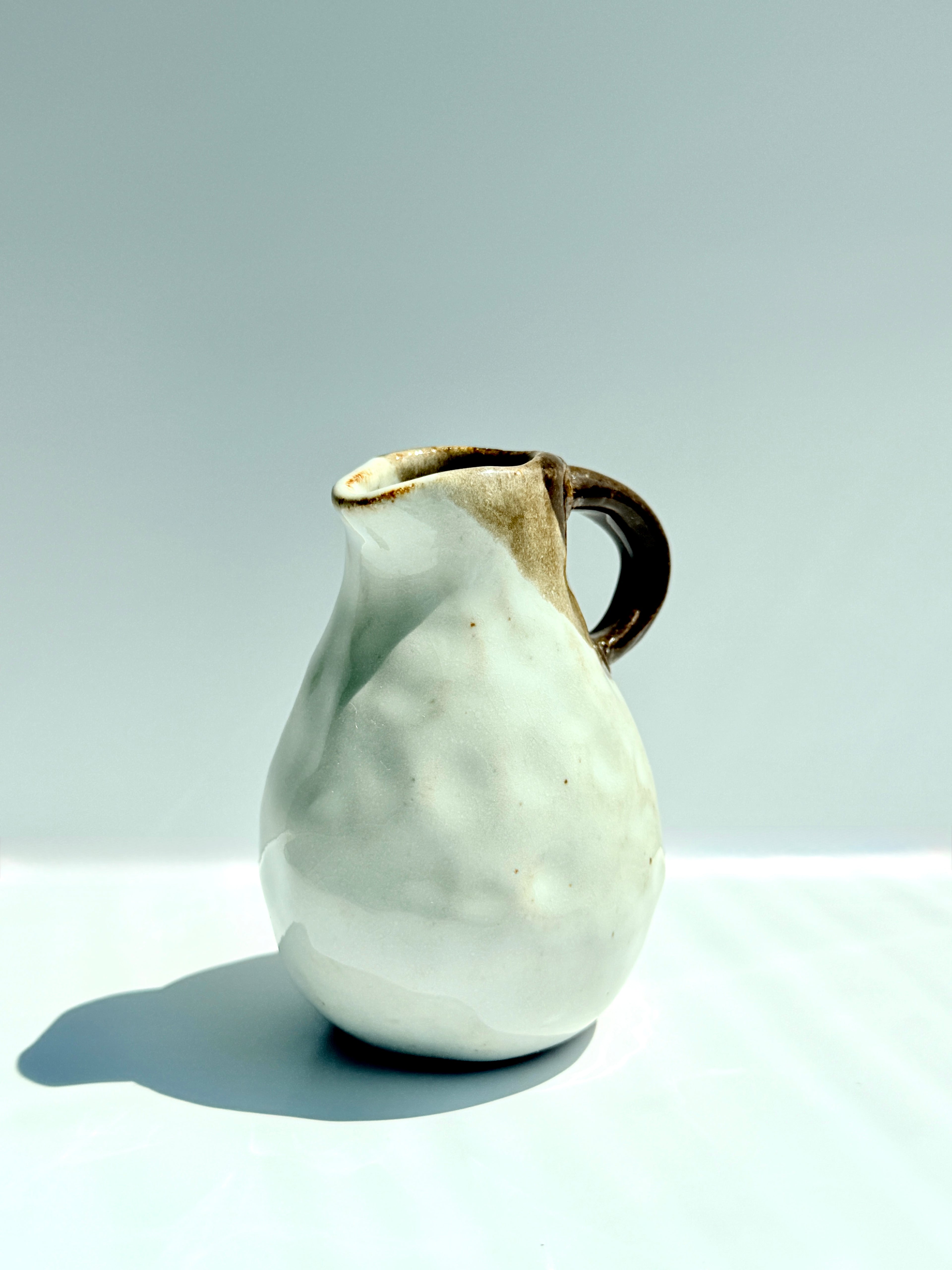 Handmade Stoneware Creamer | Brown Drip Glaze Milk Pitcher | Small Ceramic Creamer)