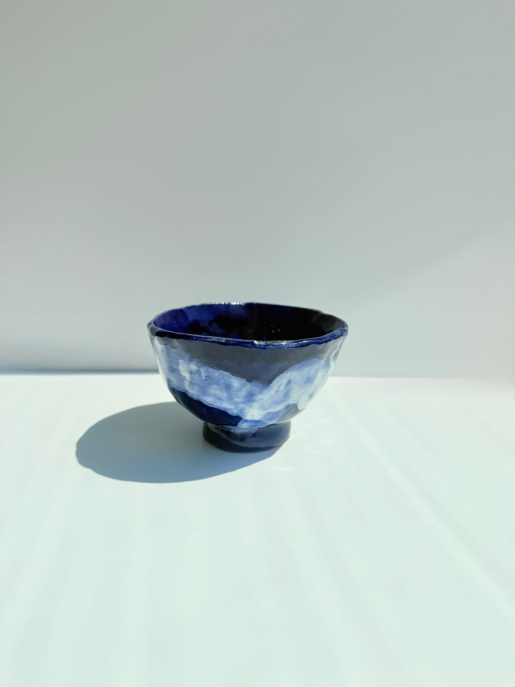 Blue Latte Cup with White Stripe