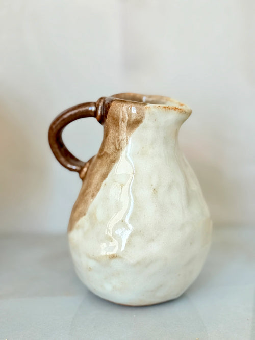 Handmade Stoneware Creamer | Brown Drip Glaze Milk Pitcher | Small Ceramic Creamer)