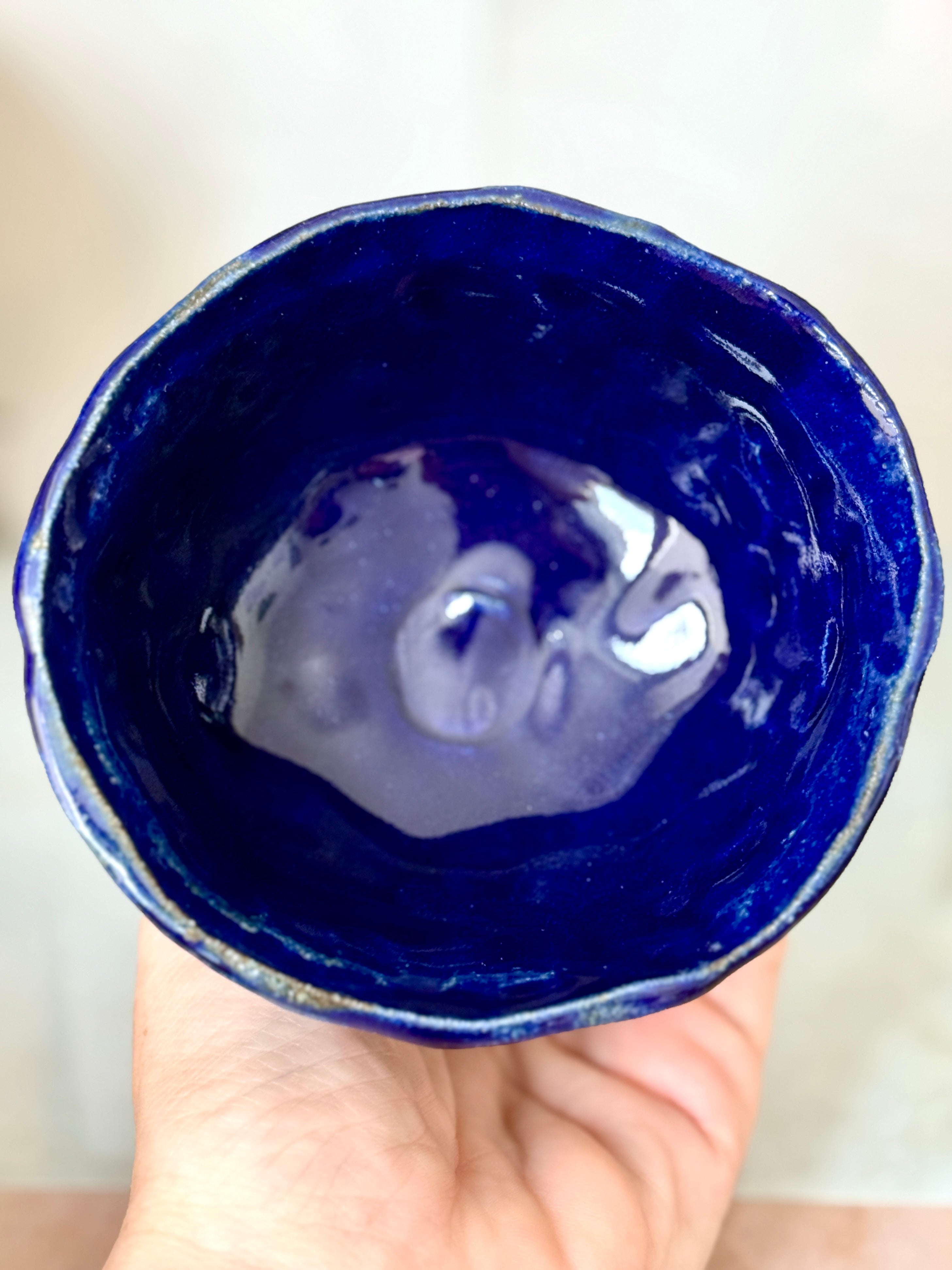 Blue Latte Cup with White Stripe