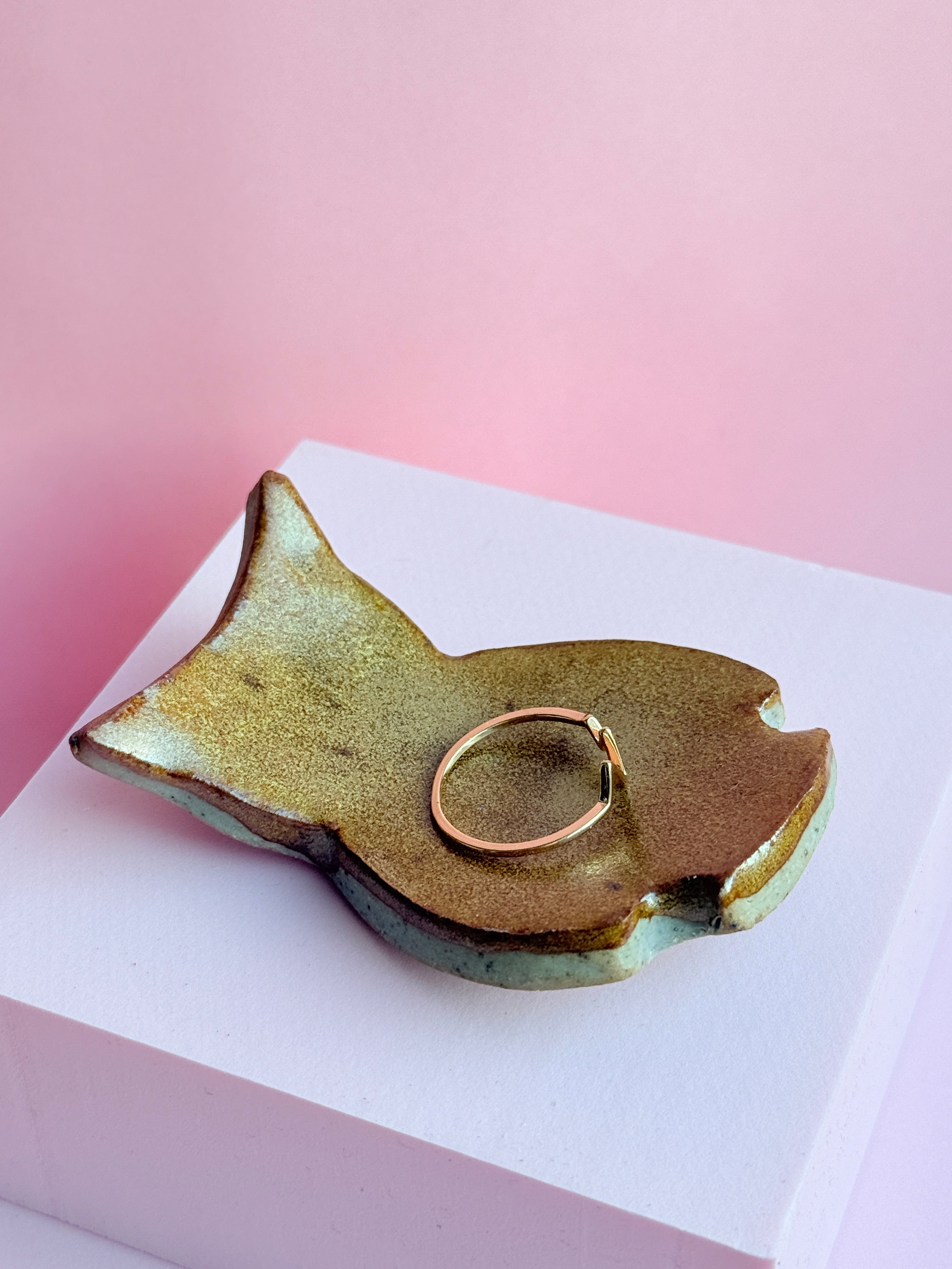 Hand built Owl Trinket Tray – Blue or Golden Brown – Bunzy NYC