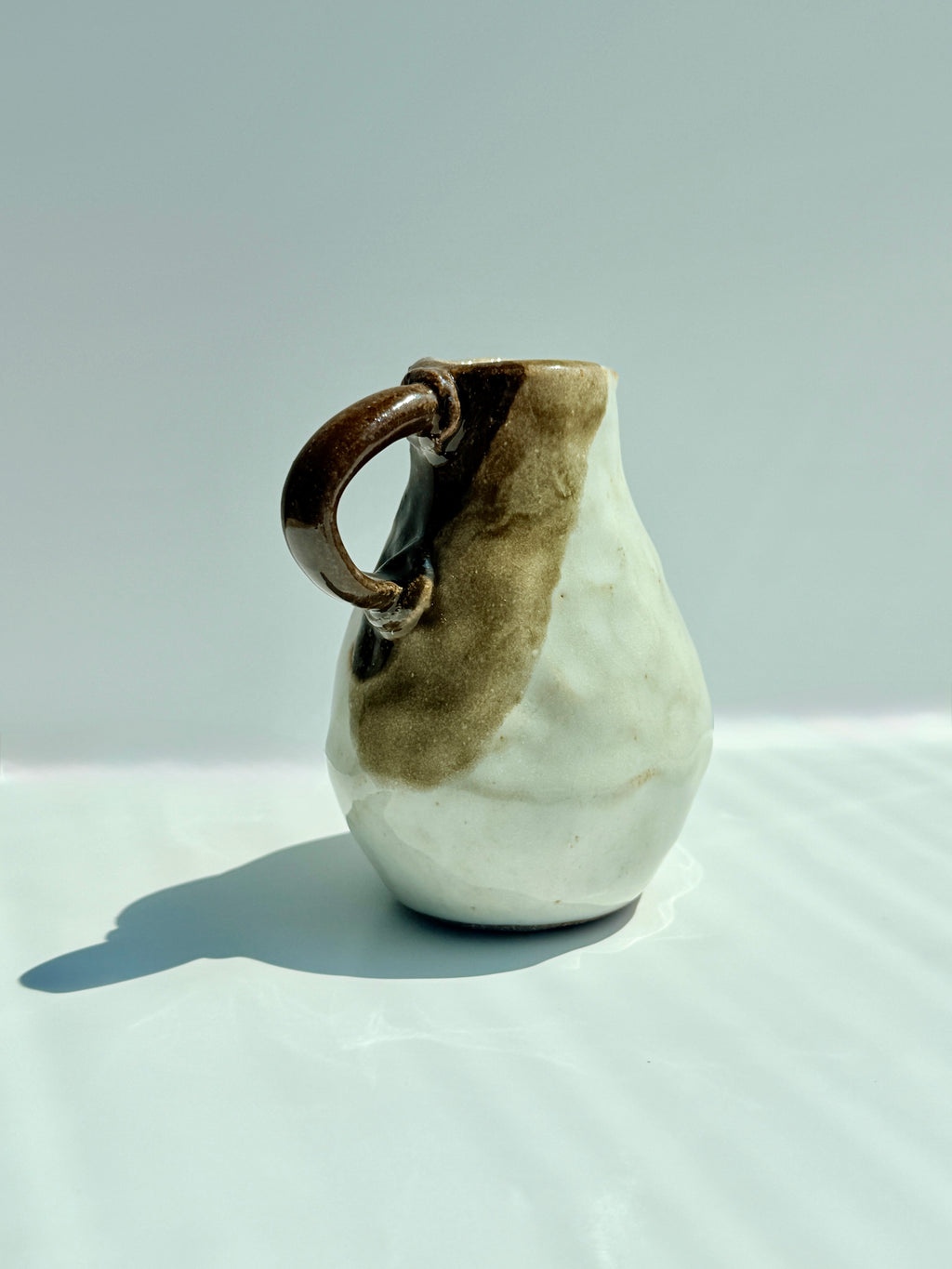Handmade Stoneware Creamer | Brown Drip Glaze Milk Pitcher | Small Ceramic Creamer)