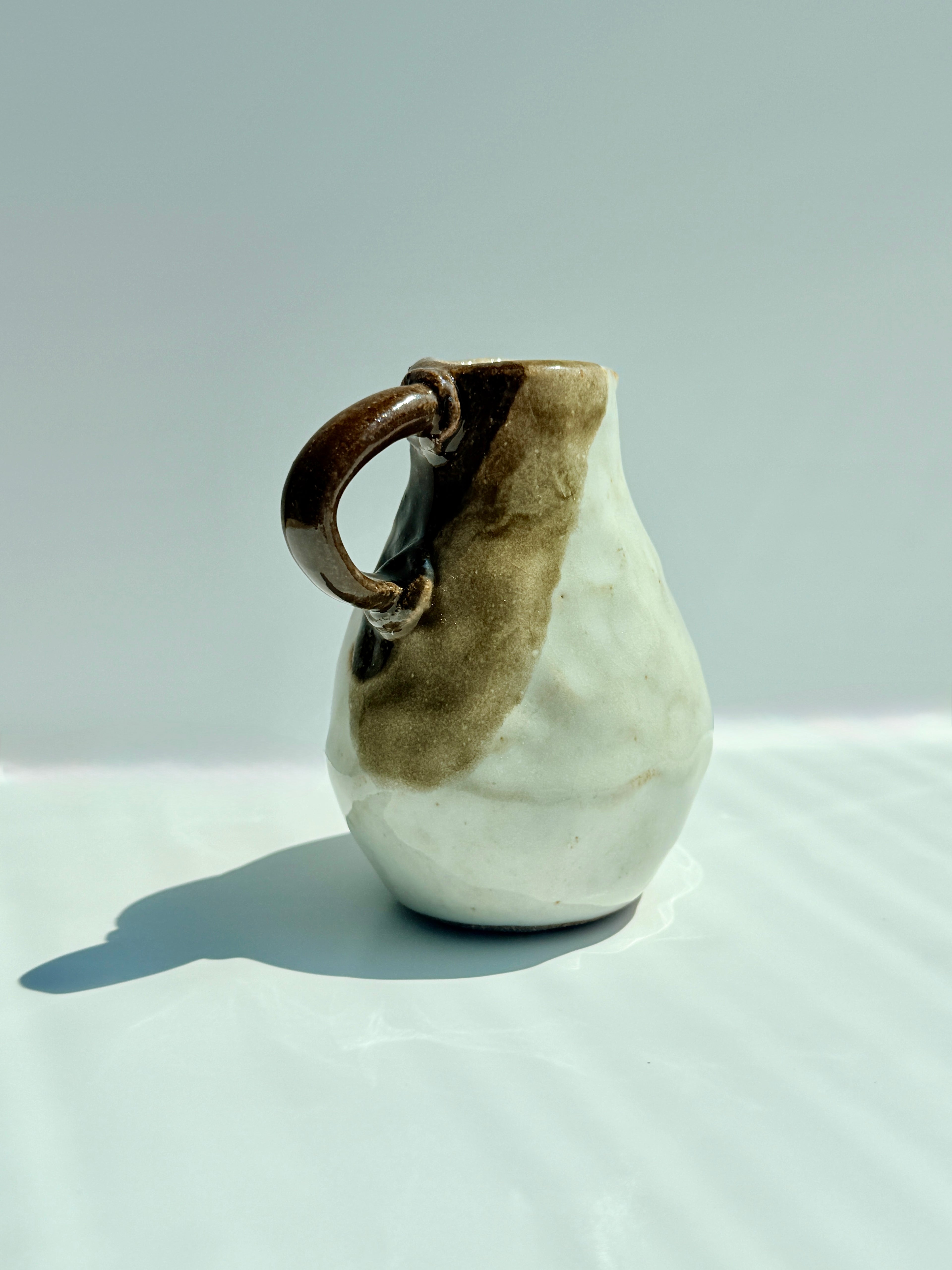 Handmade Stoneware Creamer | Brown Drip Glaze Milk Pitcher | Small Ceramic Creamer)