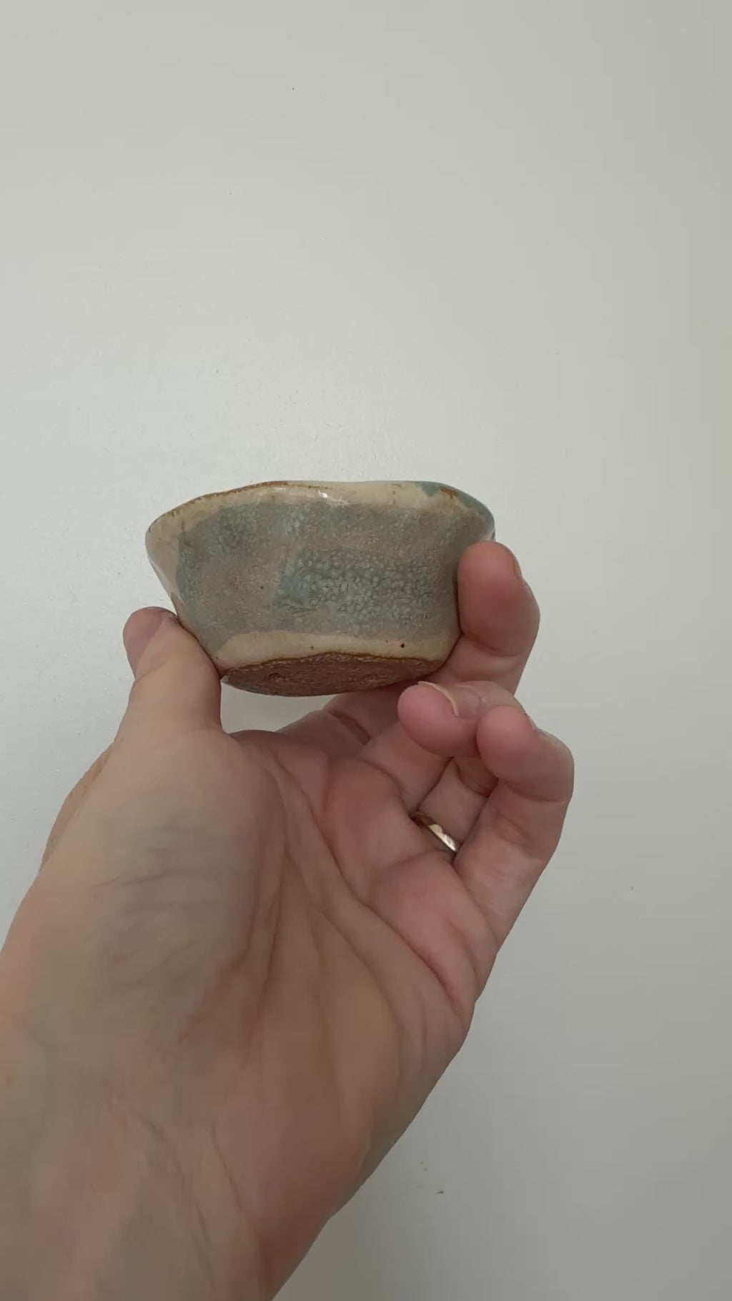 Blue & White Ceramic Trinket Dish — Handbuilt Stoneware Salt Cellar