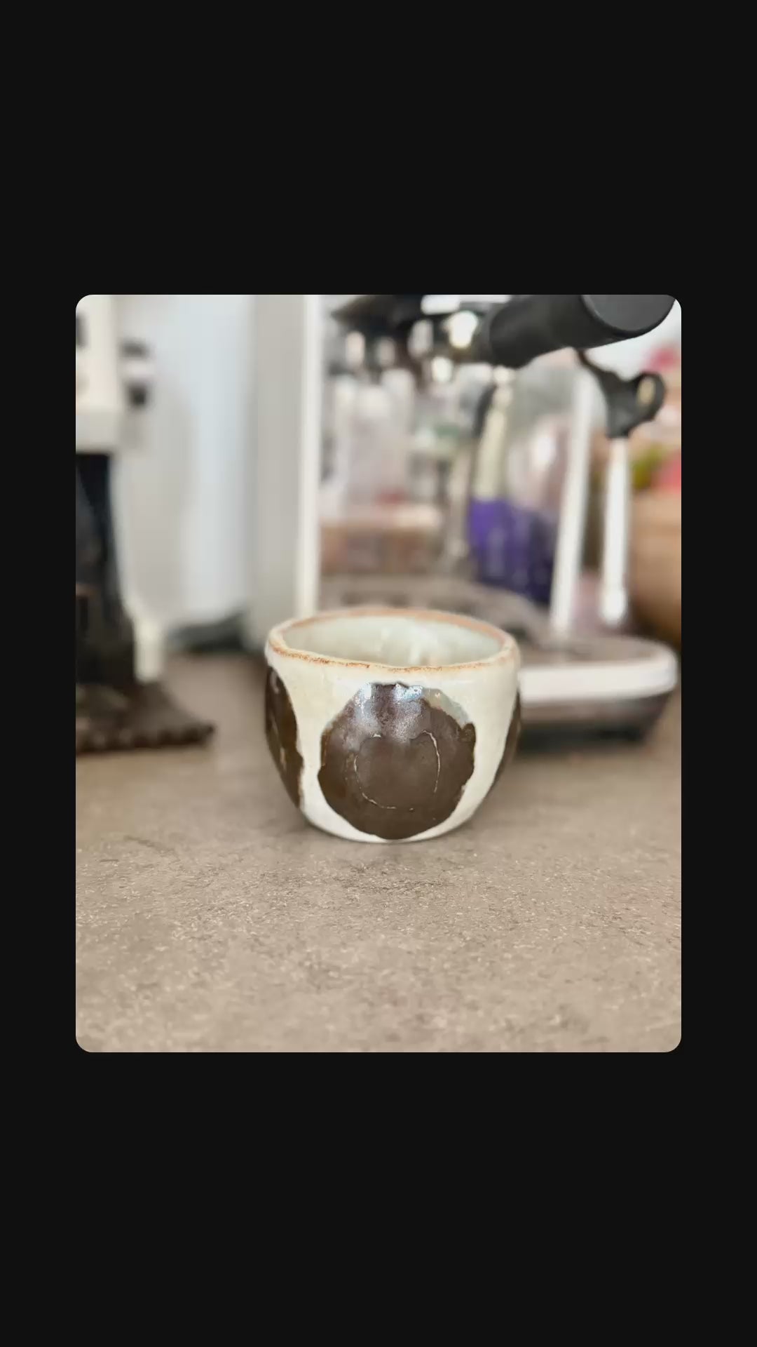 White & Black Ink Ceramic Latte Cup — Handbuilt Stoneware, Two Styles
