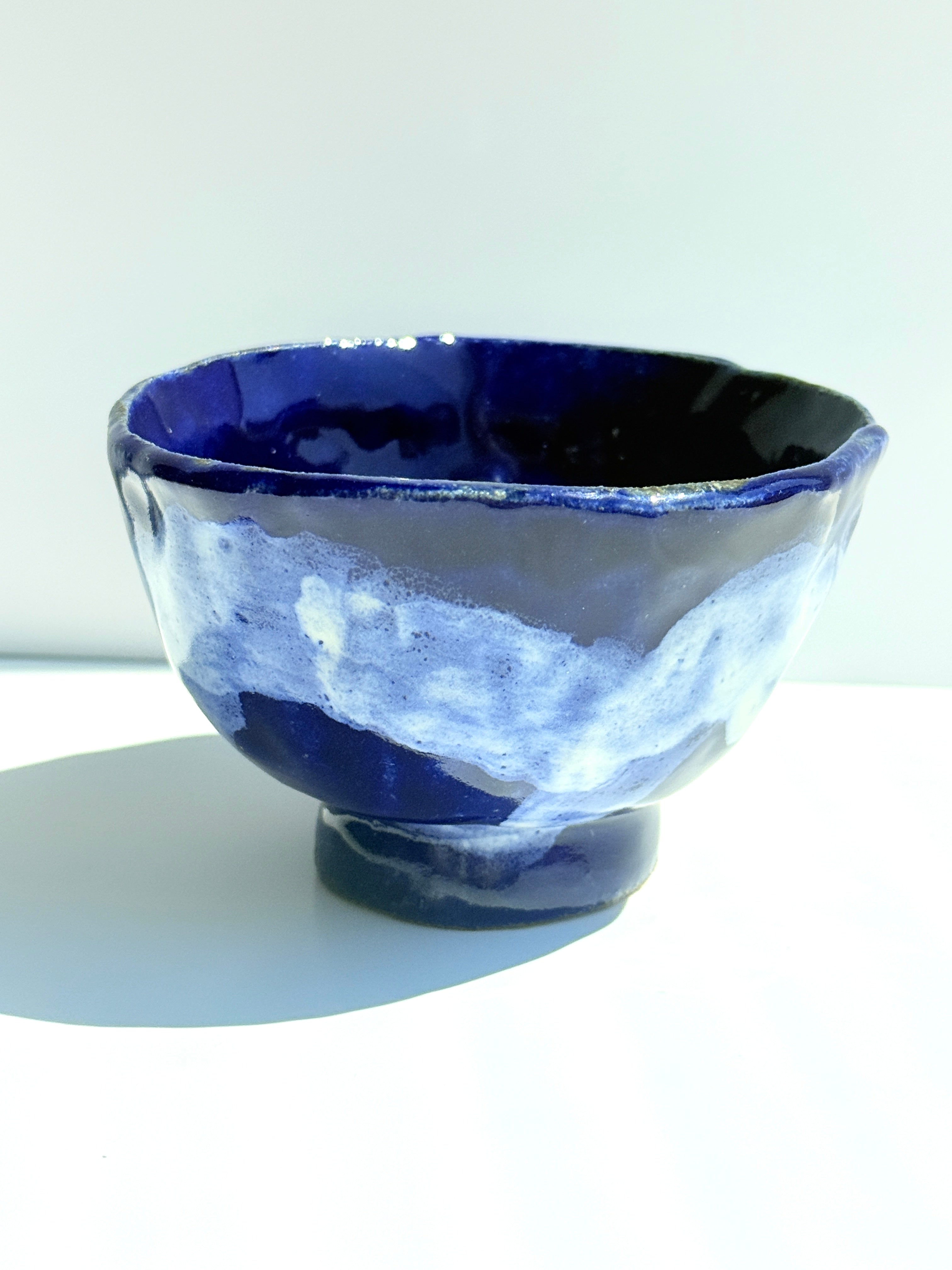 Blue Latte Cup with White Stripe